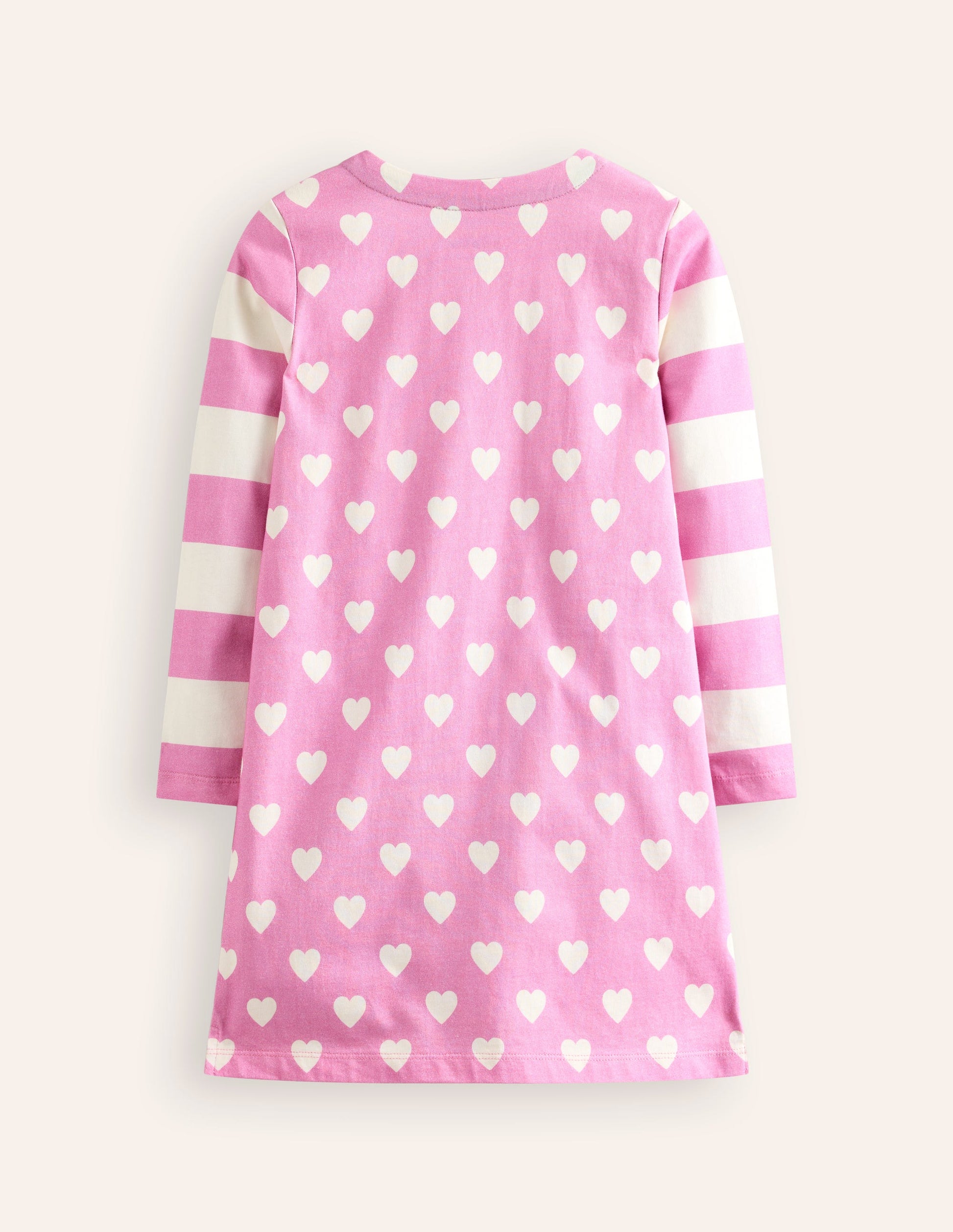 Robe façon marinière fun-Cœurs rose cosmos-2