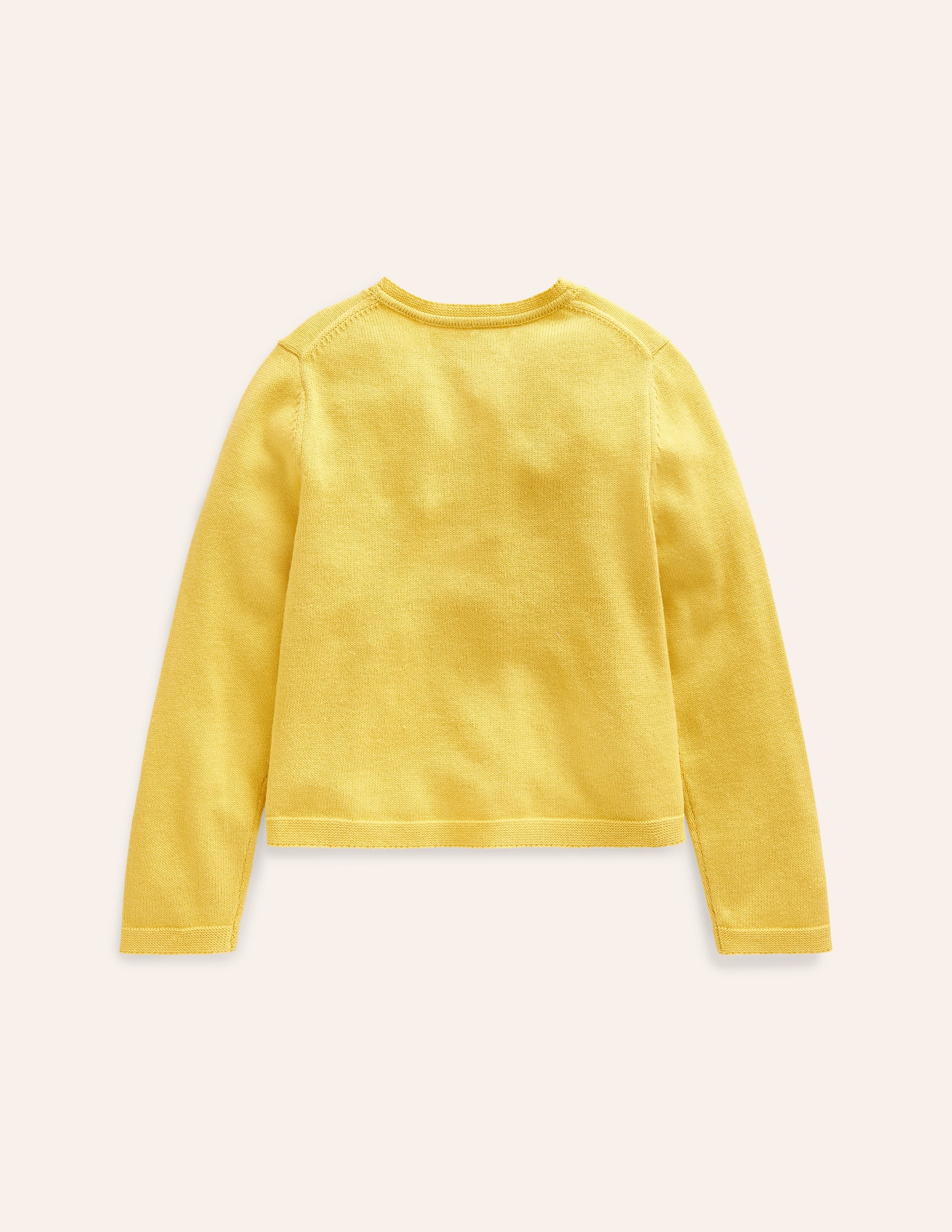 Cardigan en coton et pointelle-Jaune miel - Image 4