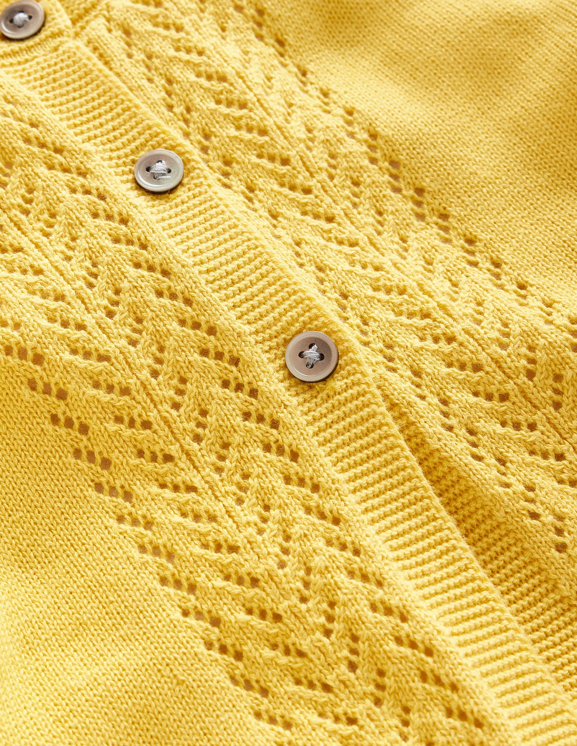 Cardigan en coton et pointelle-Jaune miel - Image 5