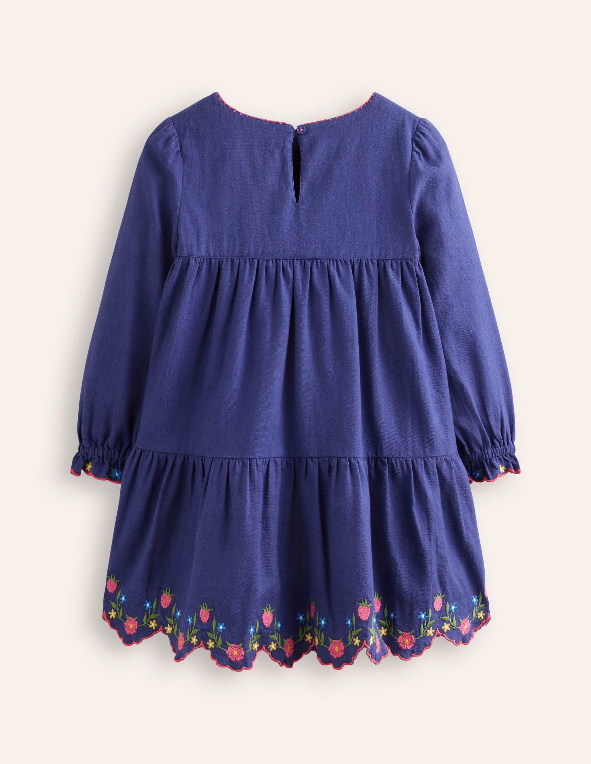 Robe virevoltante Betsy à volants-Broderie bleu marine tribord-3