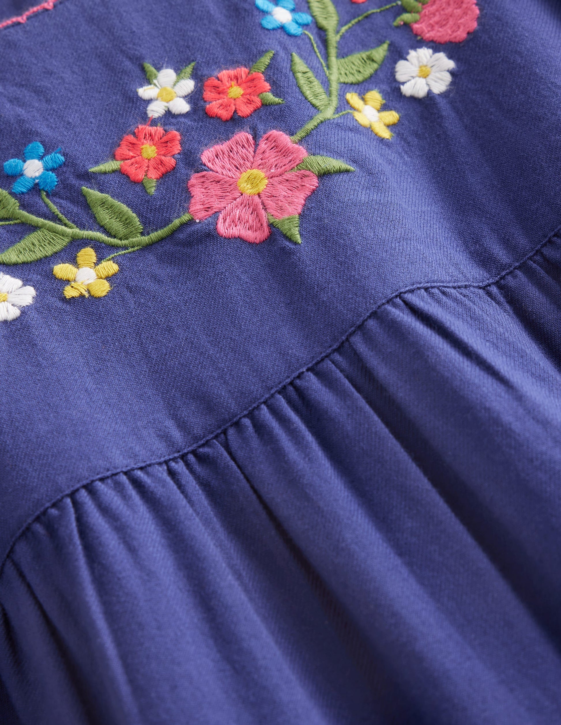 Robe virevoltante Betsy à volants-Broderie bleu marine tribord-4