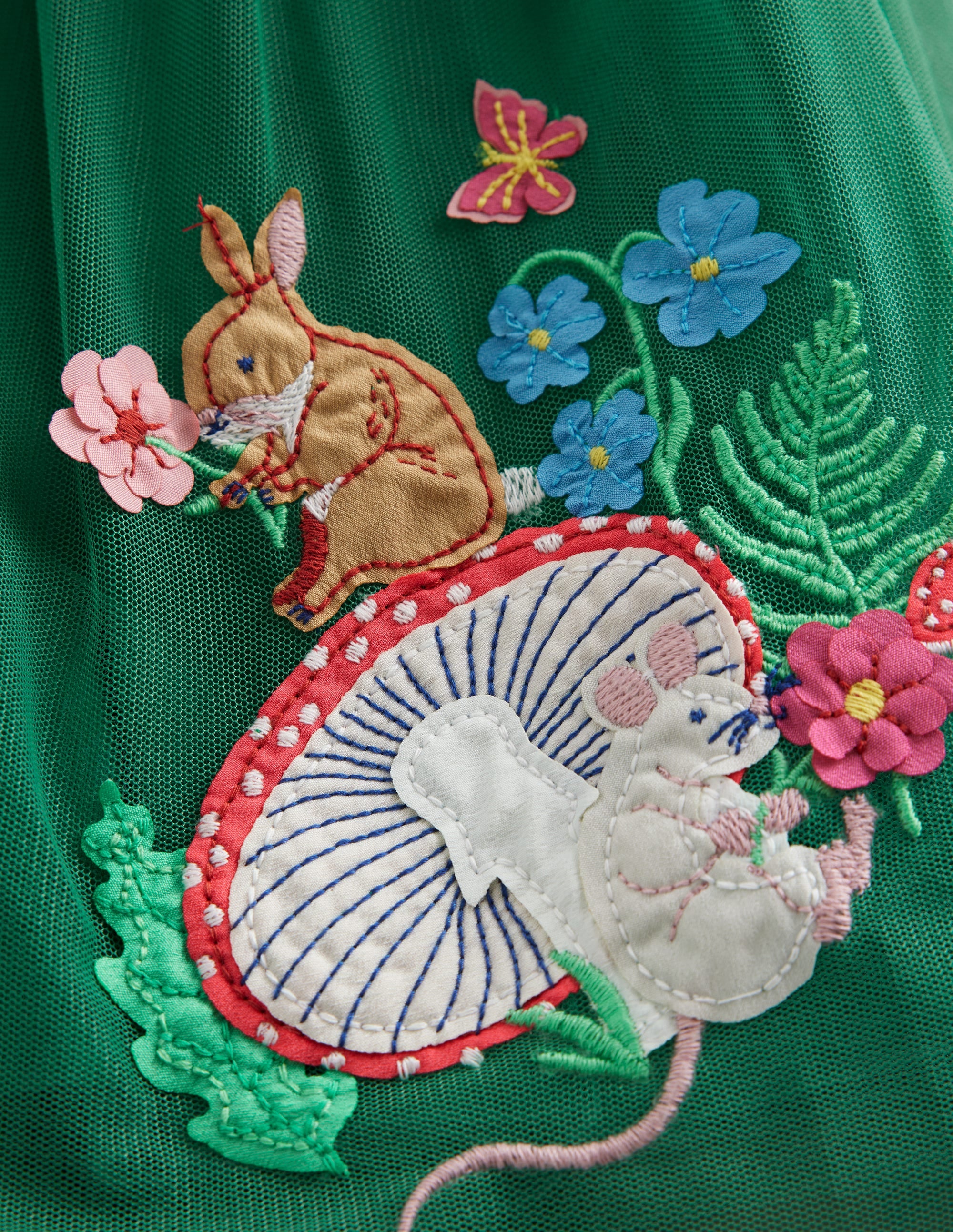 Kleid aus Samt und Tüll mit Applikationen-Juwelengrün Wald Tiere - Image 3