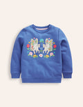 Sweatshirt mit Applikation-Blauhäher-Blau Einhorn