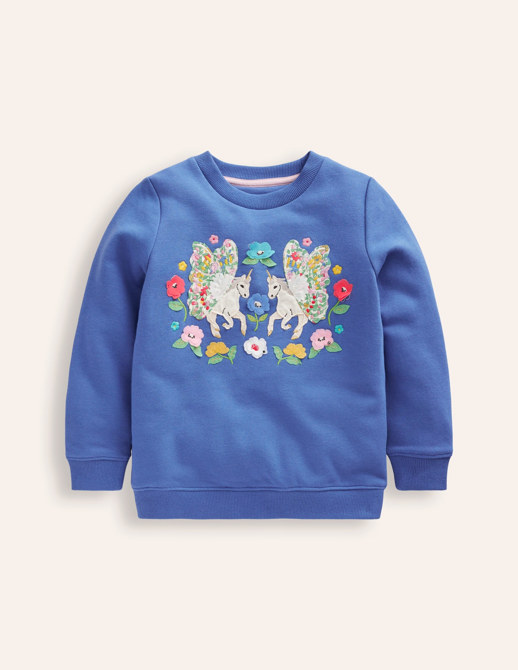 Sweatshirt mit Applikation-Blauhäher-Blau Einhorn - Image 1