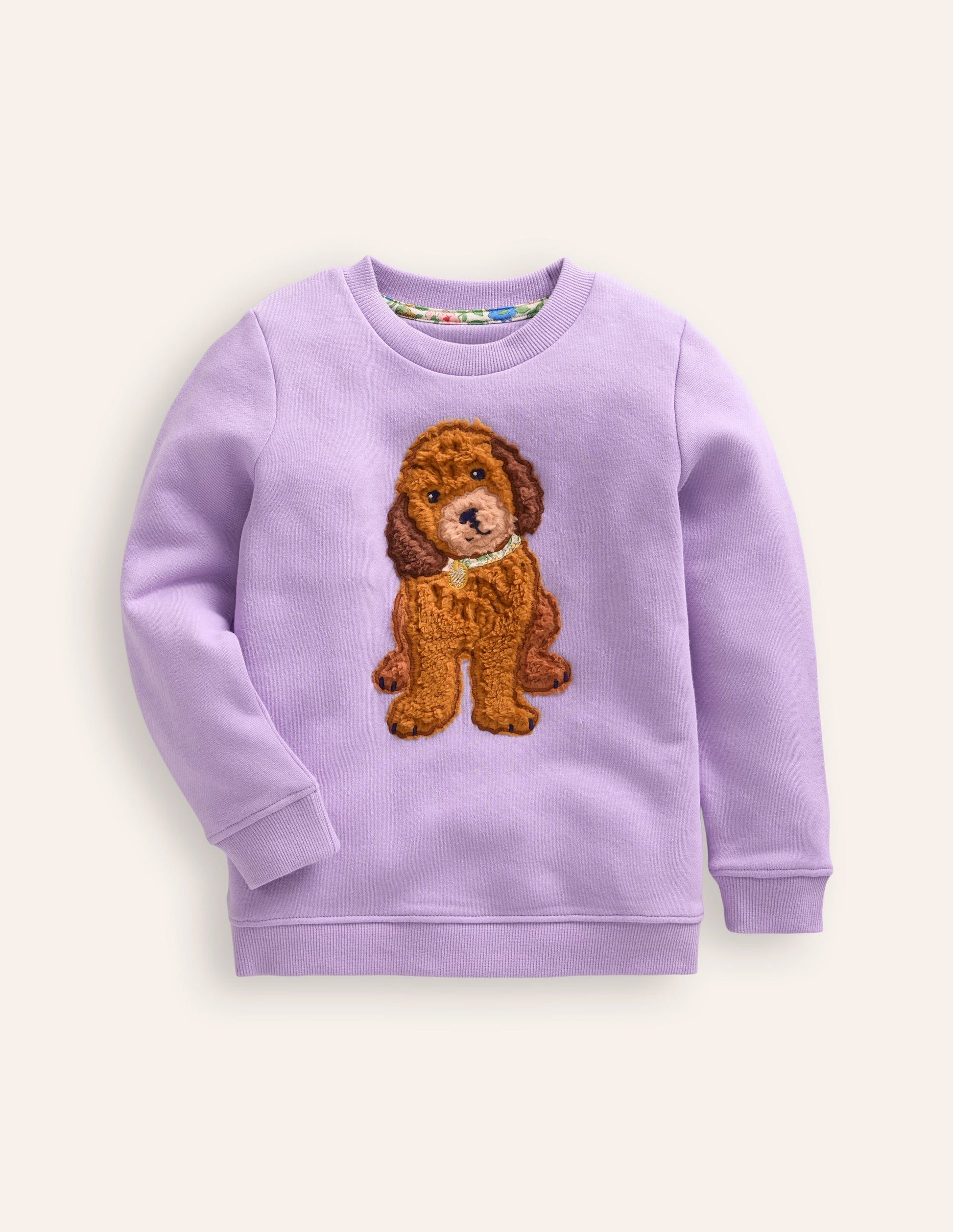 Sweat à appliqué-Chien lavande brumeuse-2