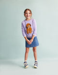 Sweat à appliqué-Chien lavande brumeuse