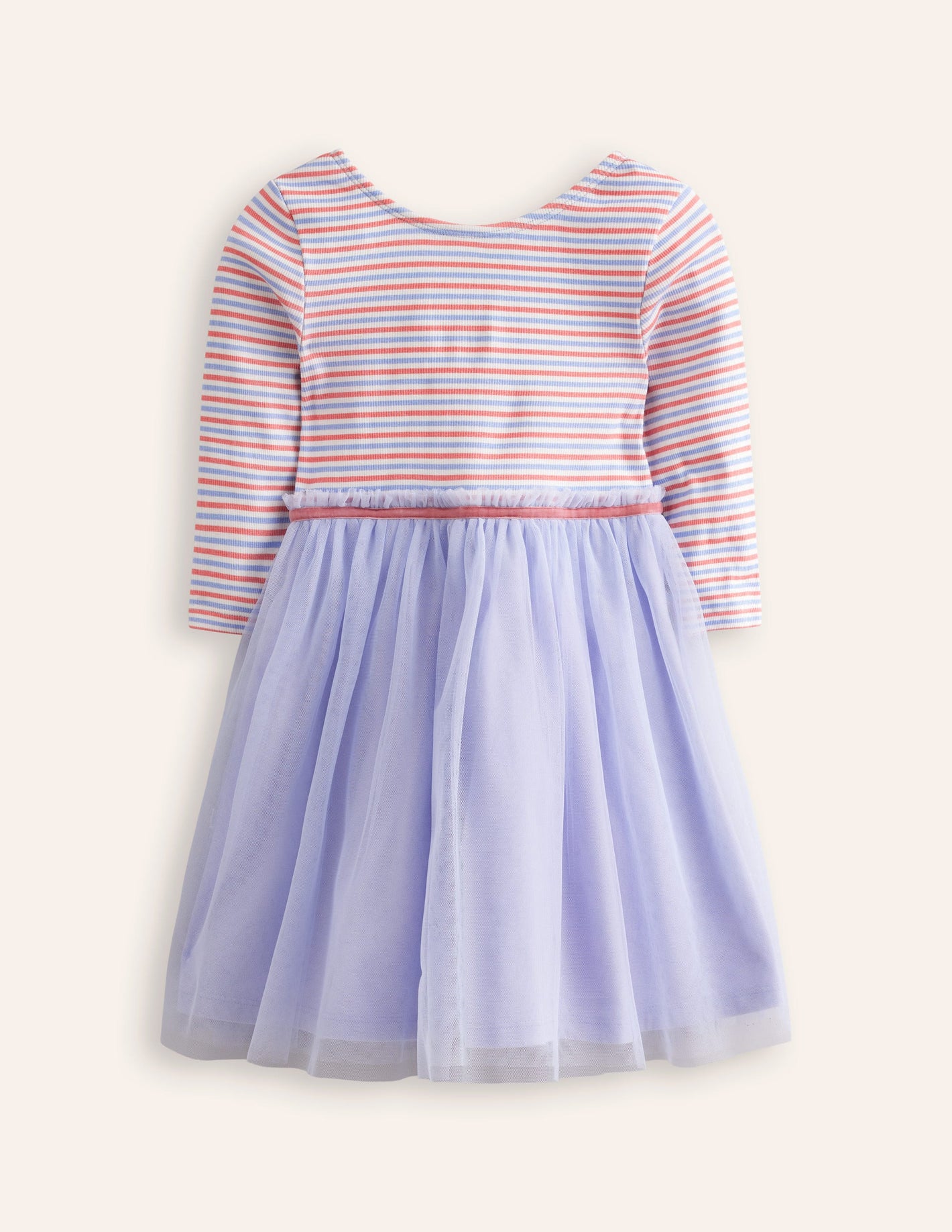 Robe à bordures côtelées en tulle et jersey-Étoile bleu multi