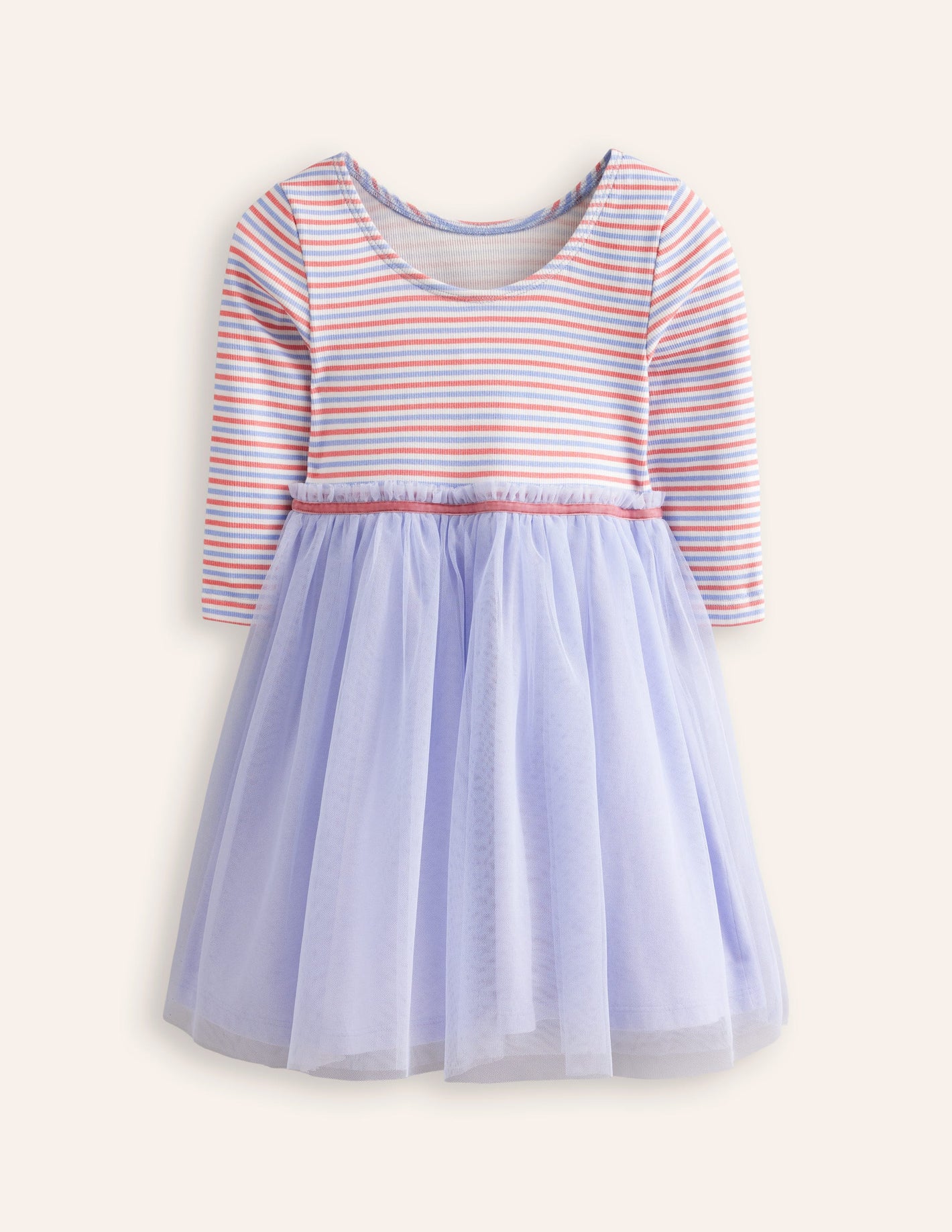 Robe à bordures côtelées en tulle et jersey-Étoile bleu multi