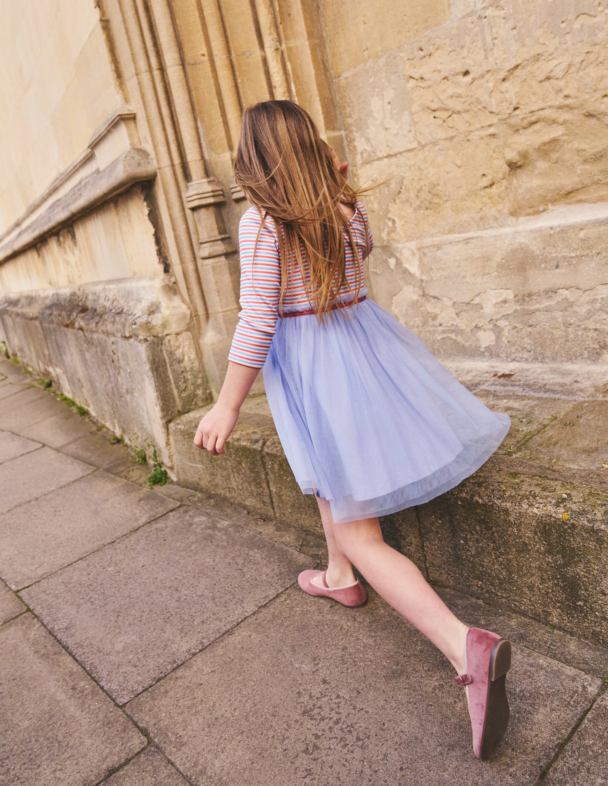 Rib Jersey Tulle Dress-Etoile Blue Multi - Image 5