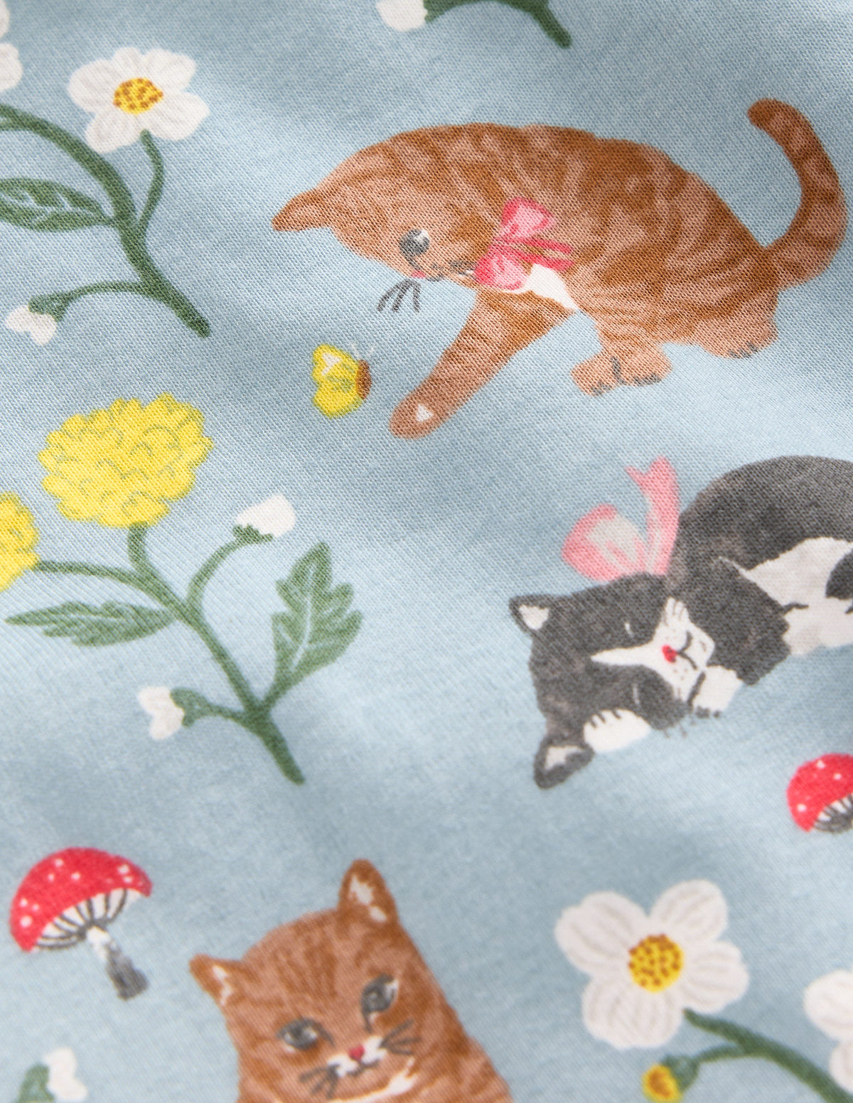 Snug Long John Pyjamas-Turquoise Cats-3
