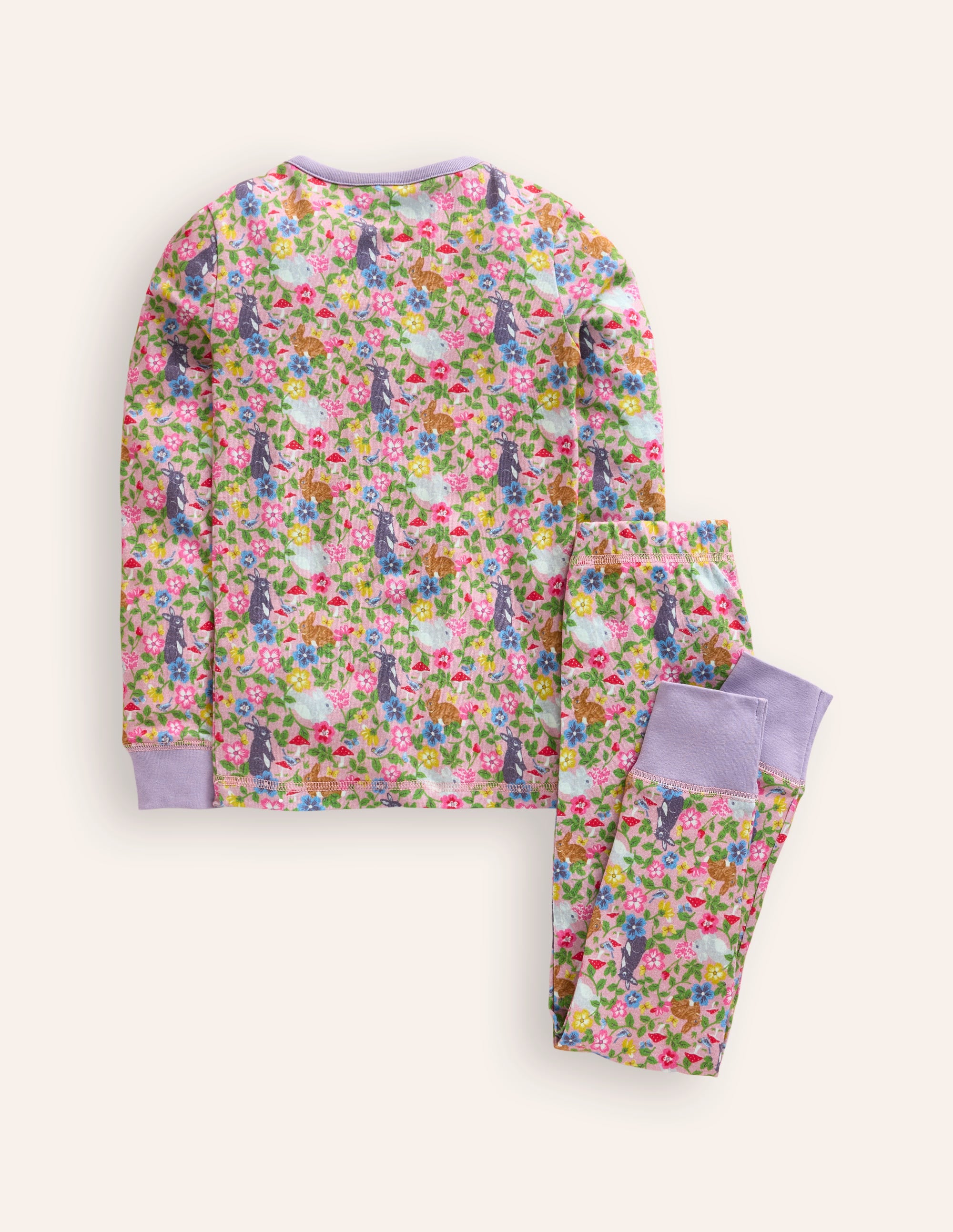 Pyjama à col tunisien douillet-Champ de lapins rose vintage - Image 2