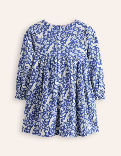 Robe Bess cosy à smocks-Écureuil des bois saphir-2