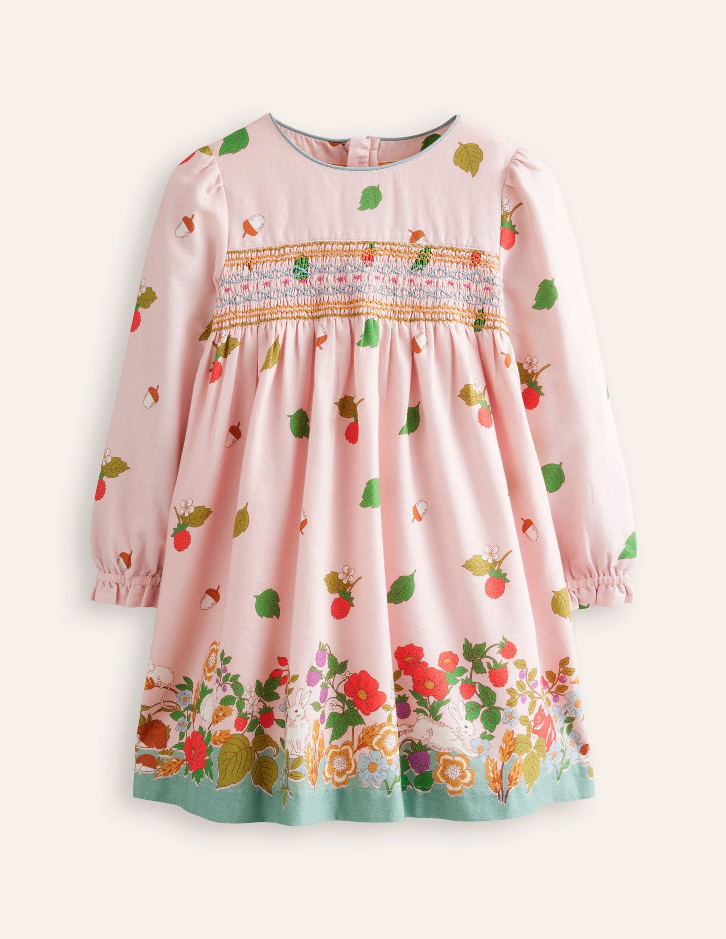 Robe Bess cosy à smocks-Copains de l'automne rose français