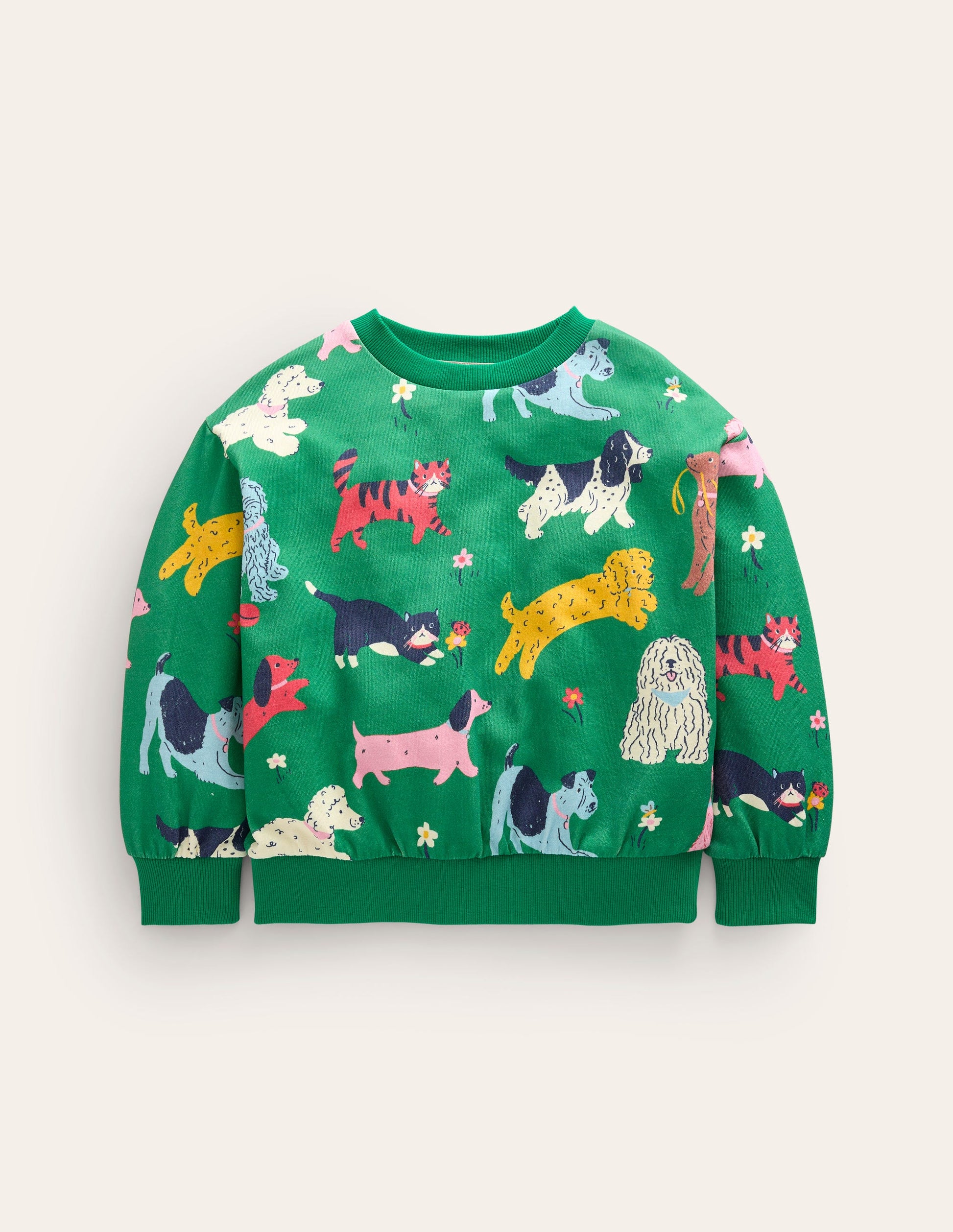 Printed Relaxed Sweatshirt-Green Park Play Pets-1
