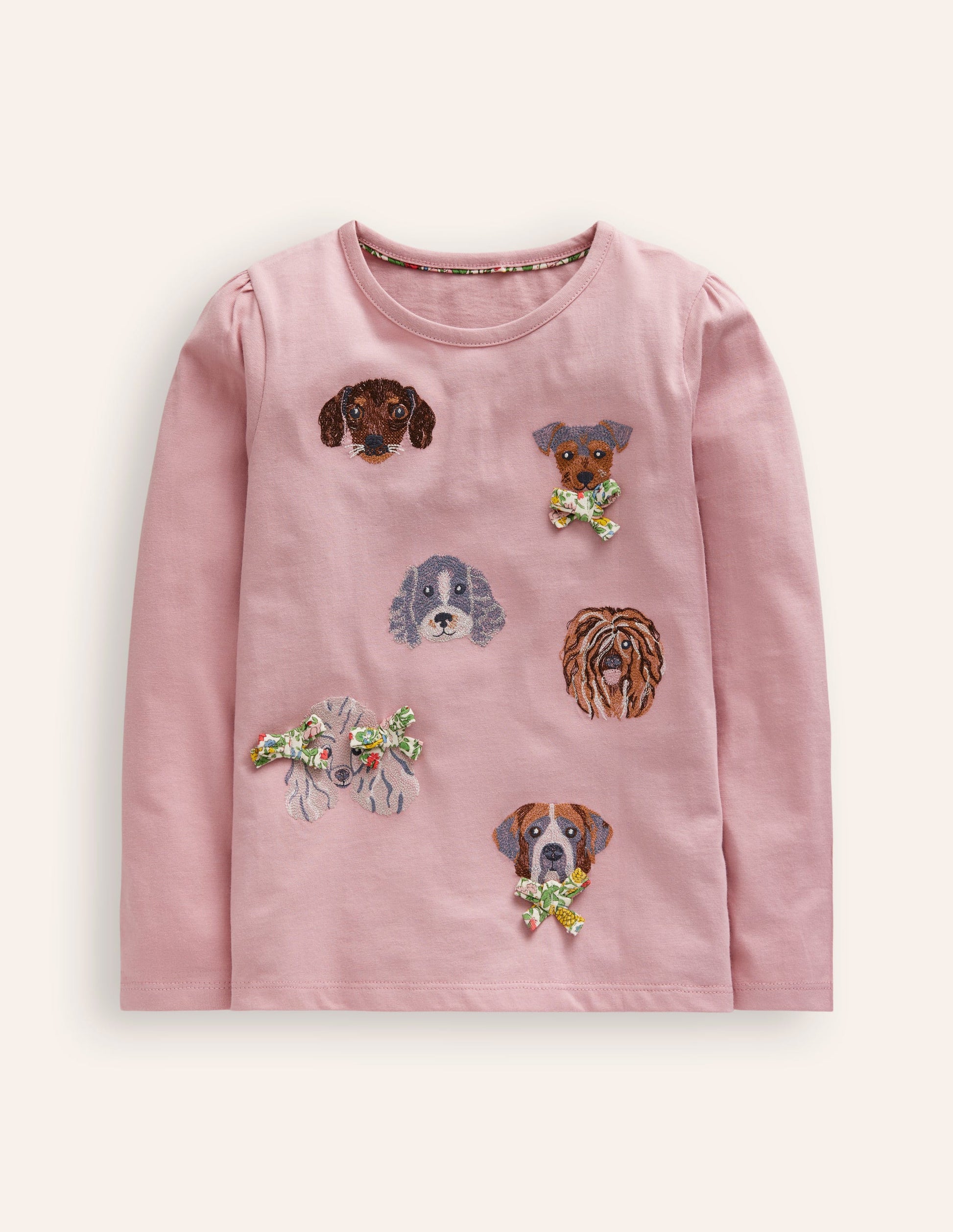 Superstitch Puff Sleeve Top-Vintage Pink Dogs-1