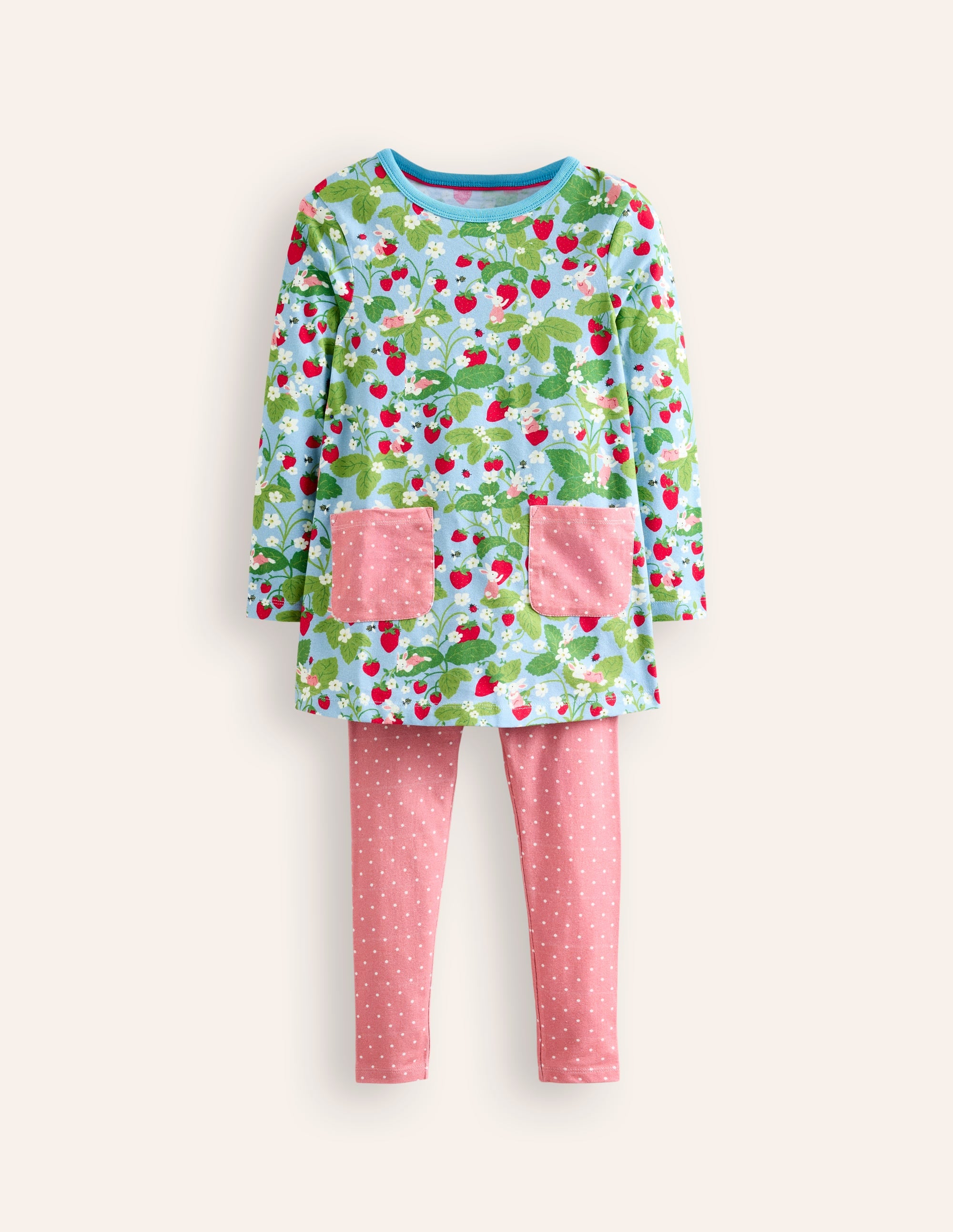 Ensemble imprimé tunique et legging-Motif Strawberry Field - Image 1