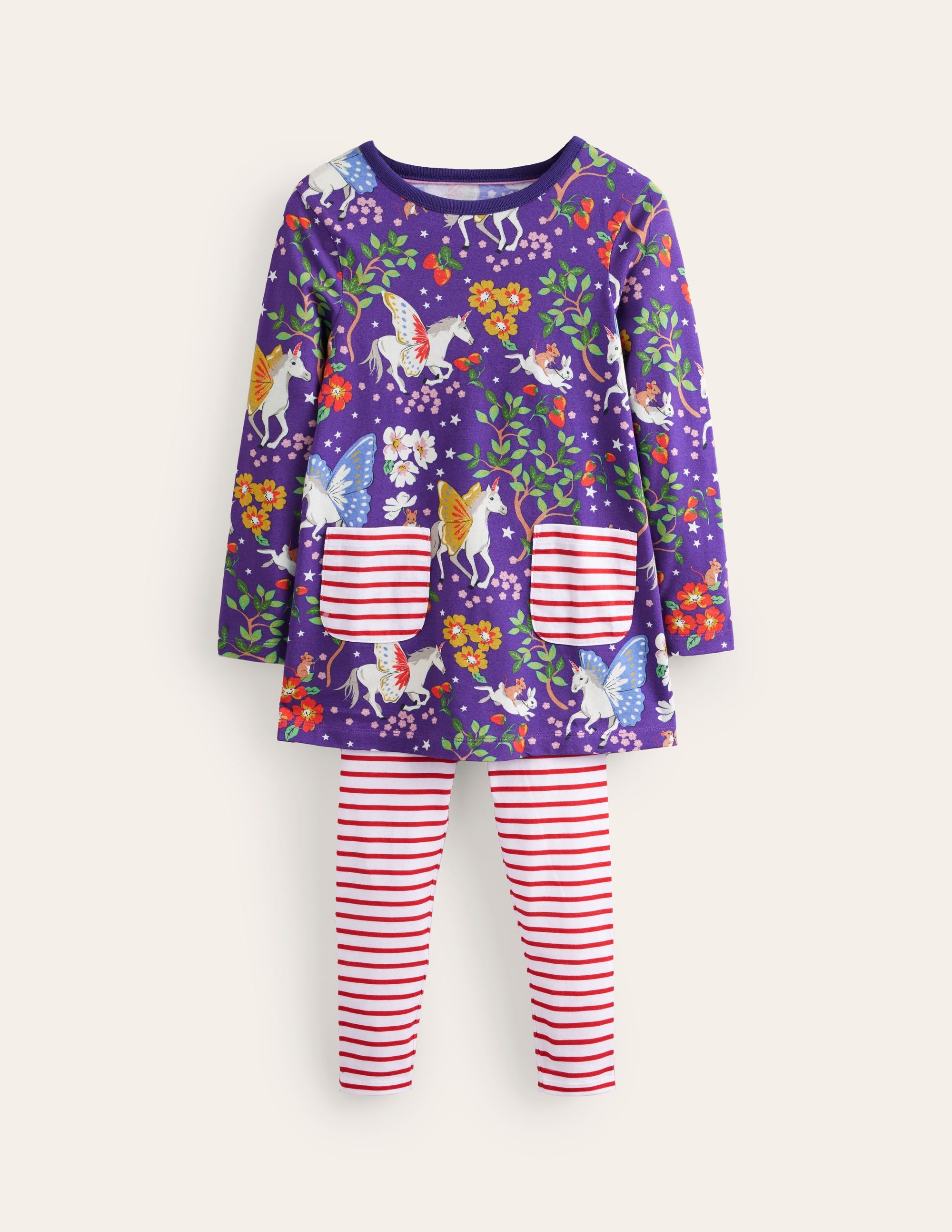 Ensemble imprimé tunique et legging-Licorne enchantée bleue - Image 1