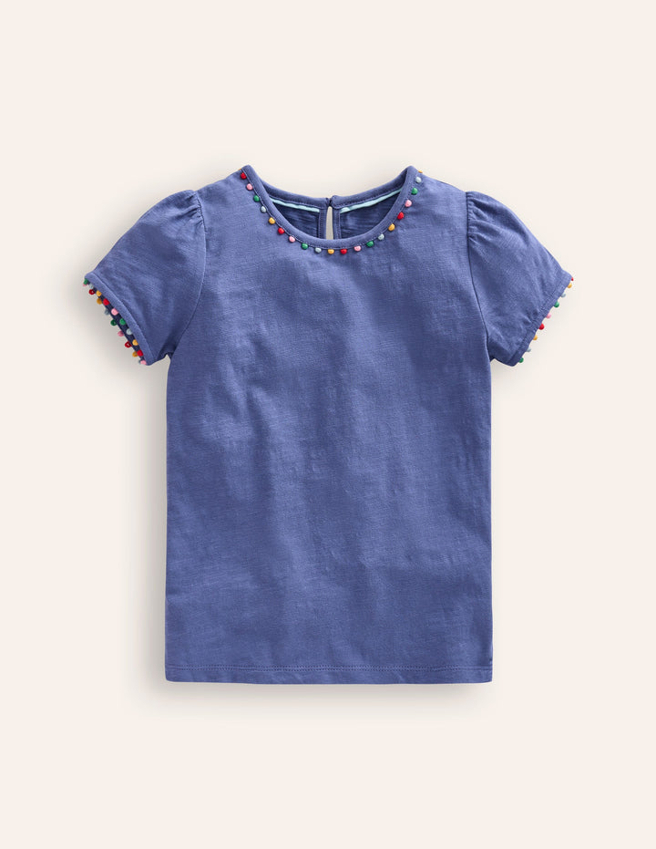 Ali T-Shirt mit Puffärmeln und Bommeln-Orionblau