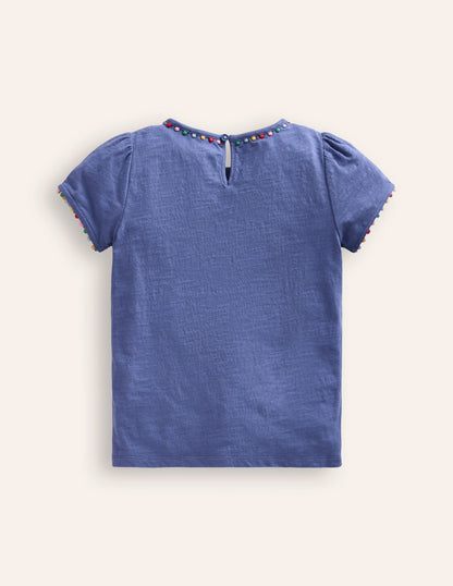 Ali T-Shirt mit Puffärmeln und Bommeln-Orionblau-2