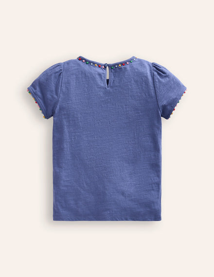 Ali T-Shirt mit Puffärmeln und Bommeln-Orionblau