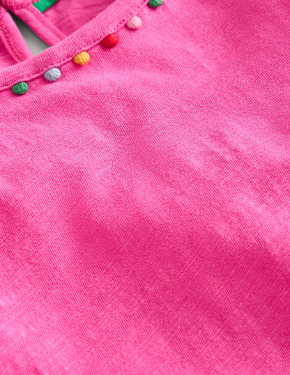 Ali T-Shirt mit Puffärmeln und Bommeln-Flamingorosa-3