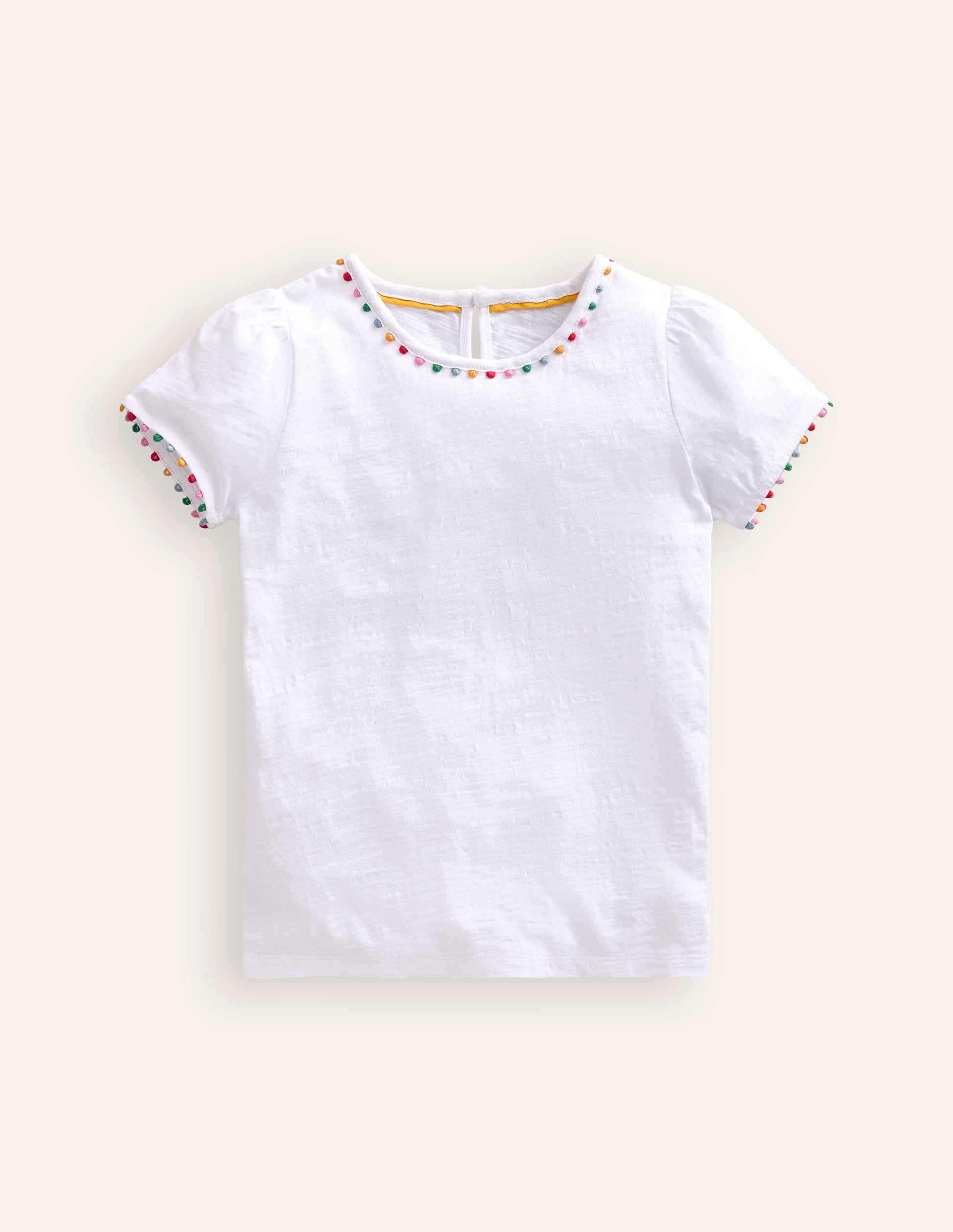 Ali T-Shirt mit Puffärmeln und Bommeln-Weiß-1