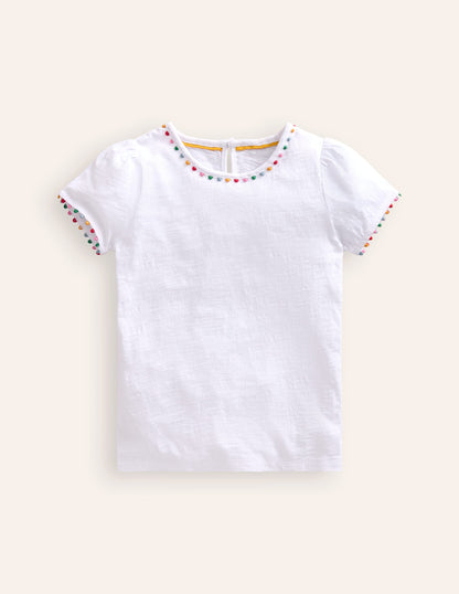 Ali T-Shirt mit Puffärmeln und Bommeln-Weiß-1