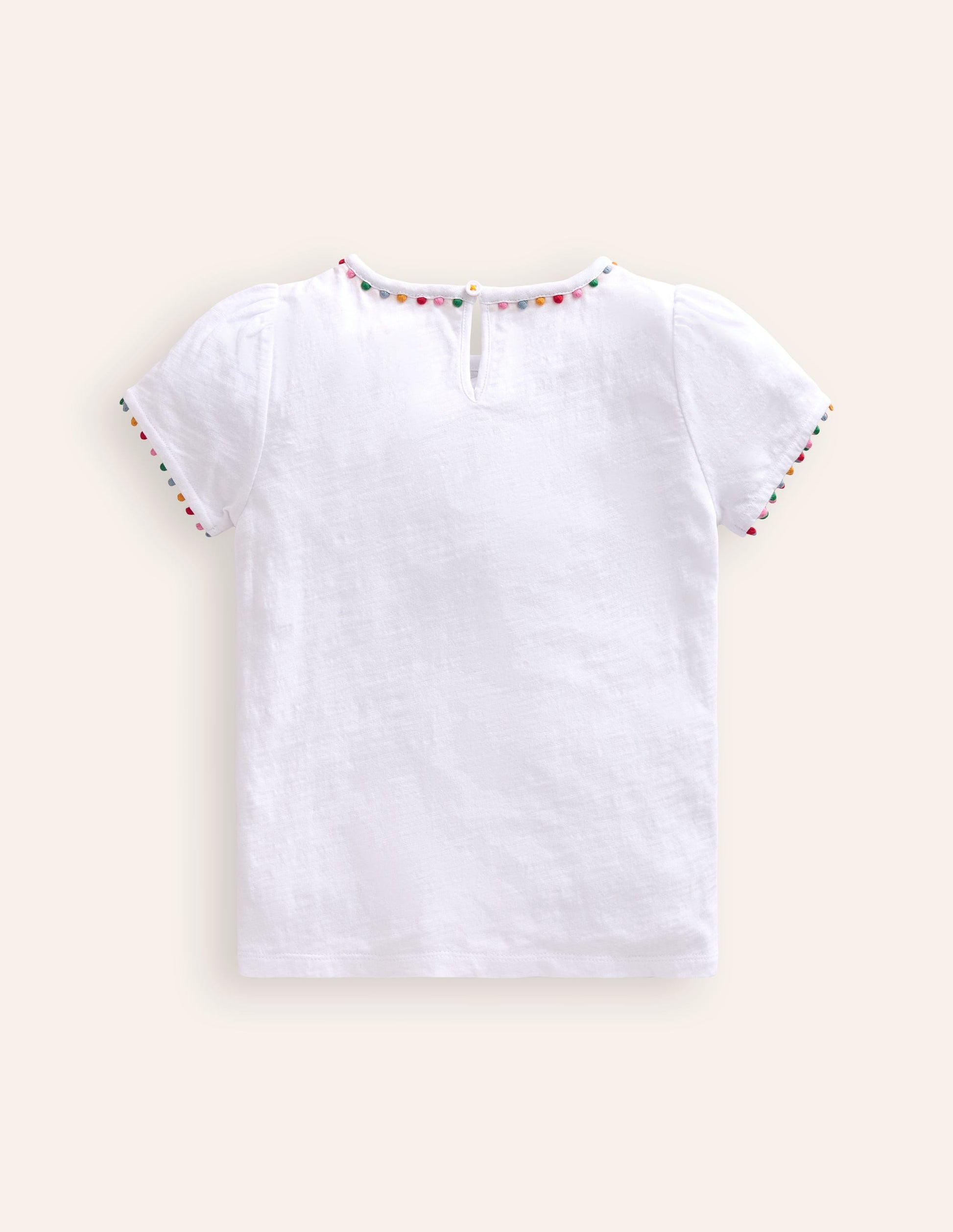 Ali T-Shirt mit Puffärmeln und Bommeln-Weiß-2