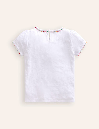 Ali T-Shirt mit Puffärmeln und Bommeln-Weiß-2