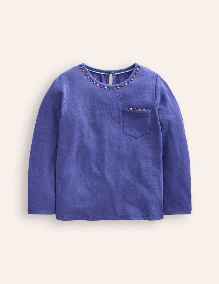 Ali Langärmeliges T-Shirt mit Bommeln-Black