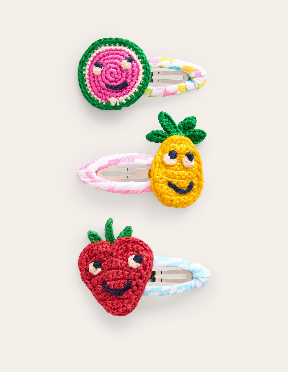 Haarspangen im 3er-Pack-Bunt Streifen gehäkelte Früchte - Image 1