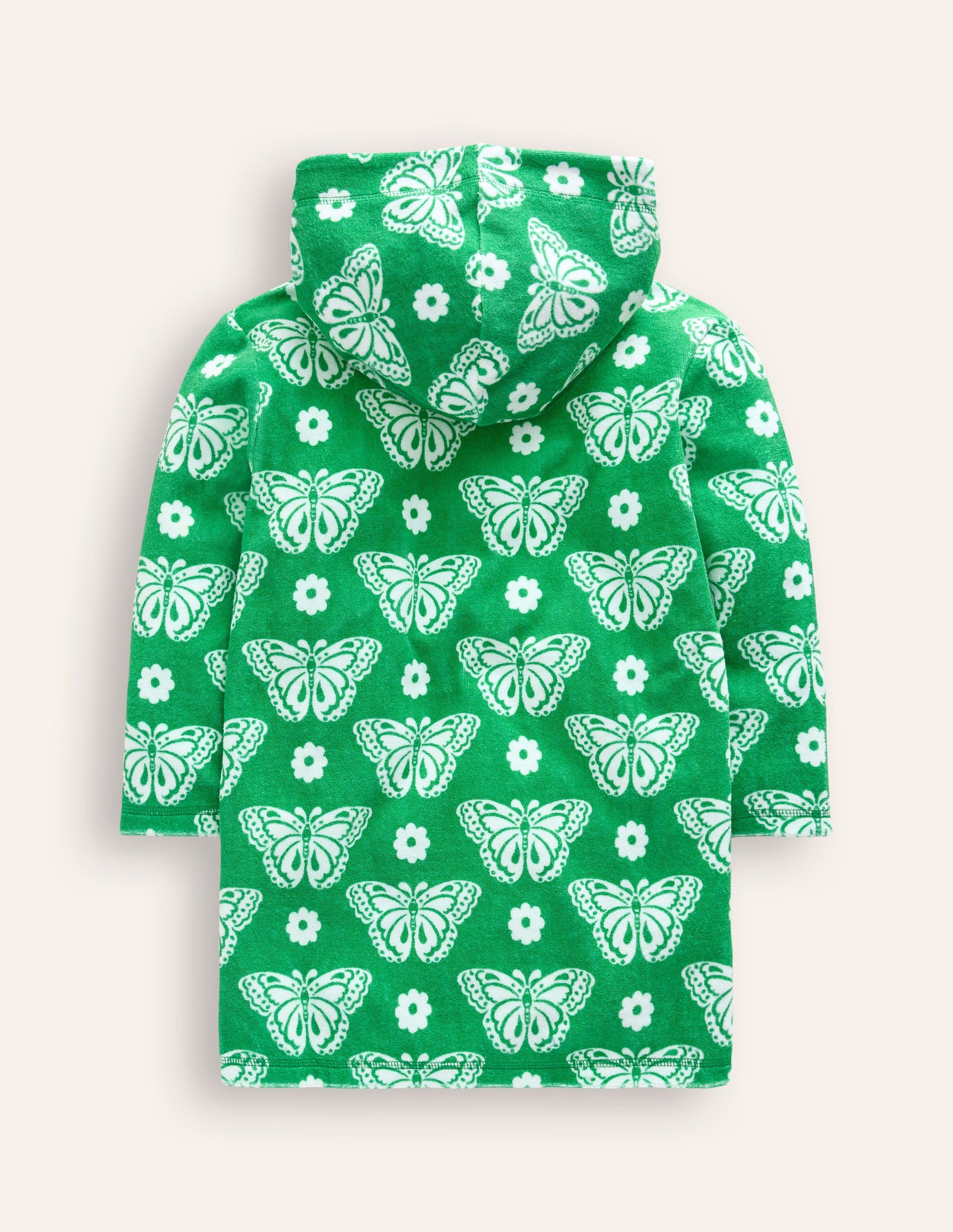 Frottee-Badeponcho-Erbsengrün Schmetterlingsmuster-2