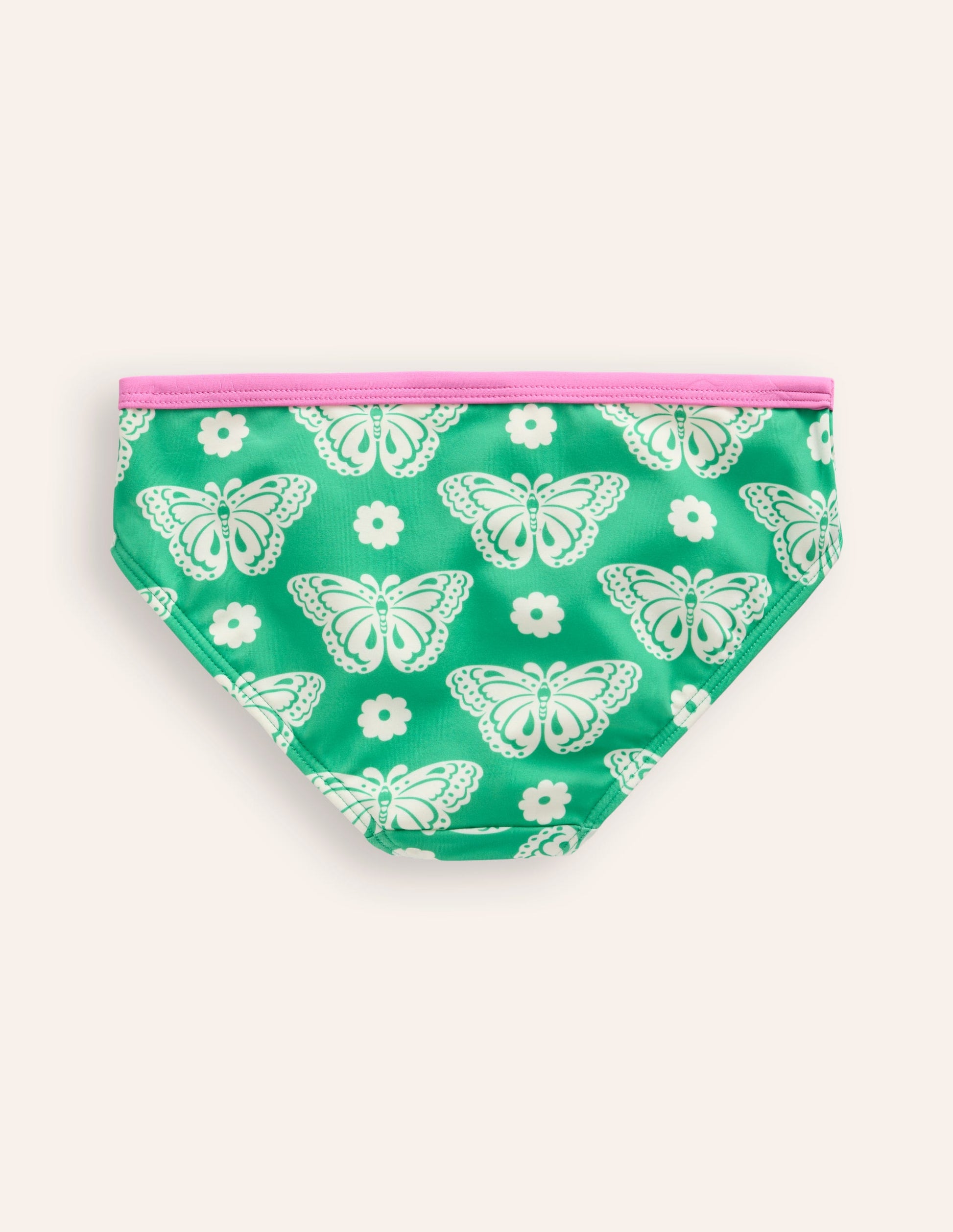 Patterned Bikini Bottoms-Pea Green Butterfly Stamp-2