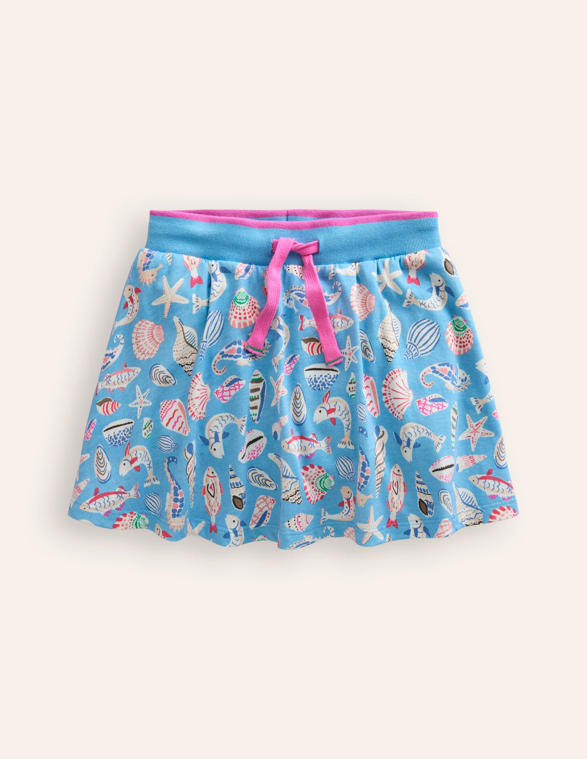 Gemusterter Jersey-Skort-Vintage-Blau Meeresküste - Image 1