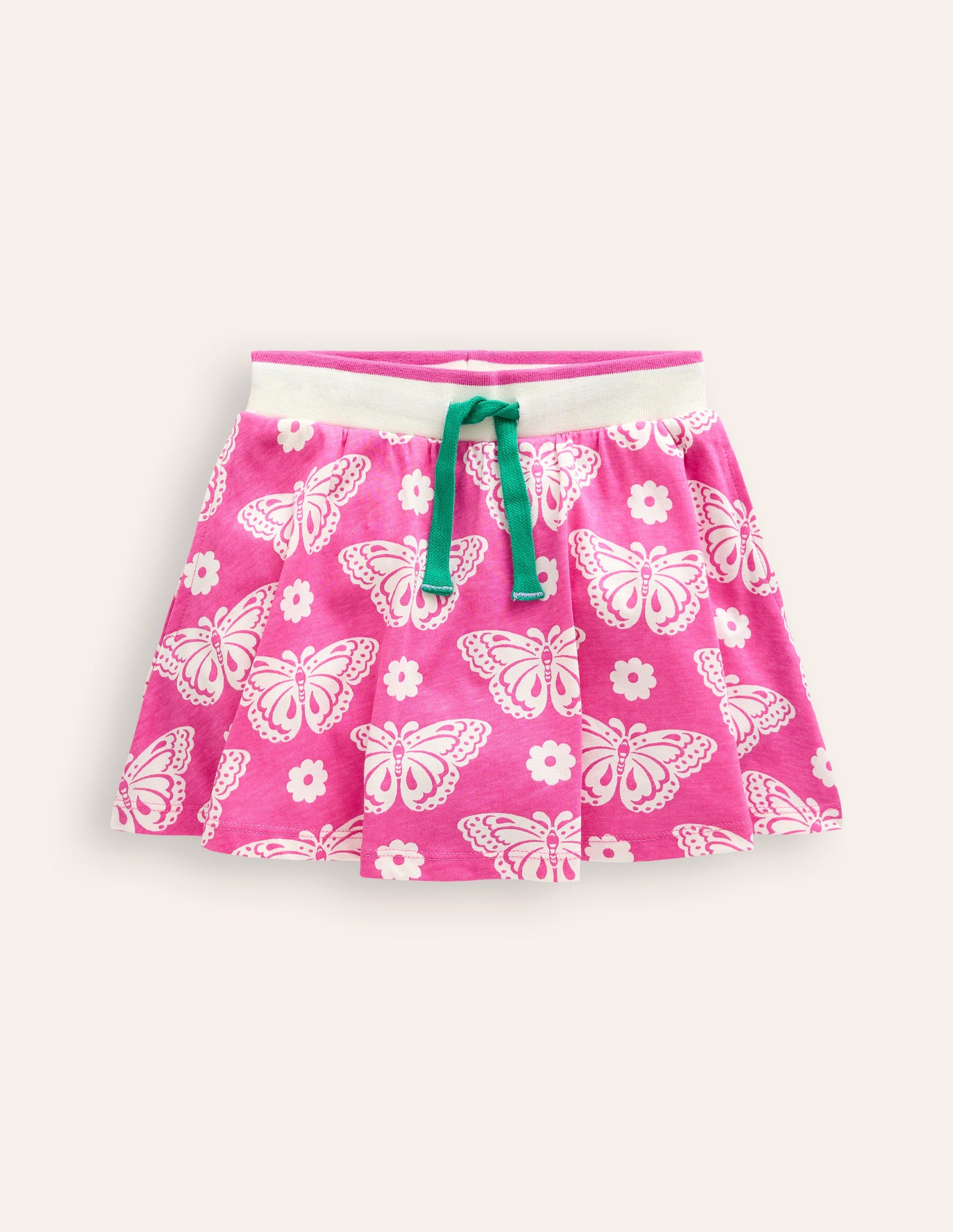 Gemusterter Jersey-Skort-Rosa Schmetterlingsmuster-1
