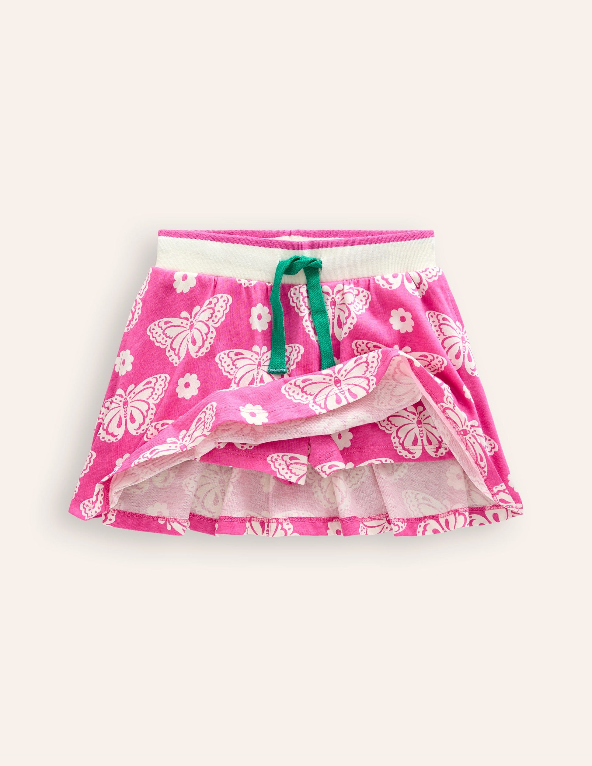 Gemusterter Jersey-Skort-Rosa Schmetterlingsmuster-4