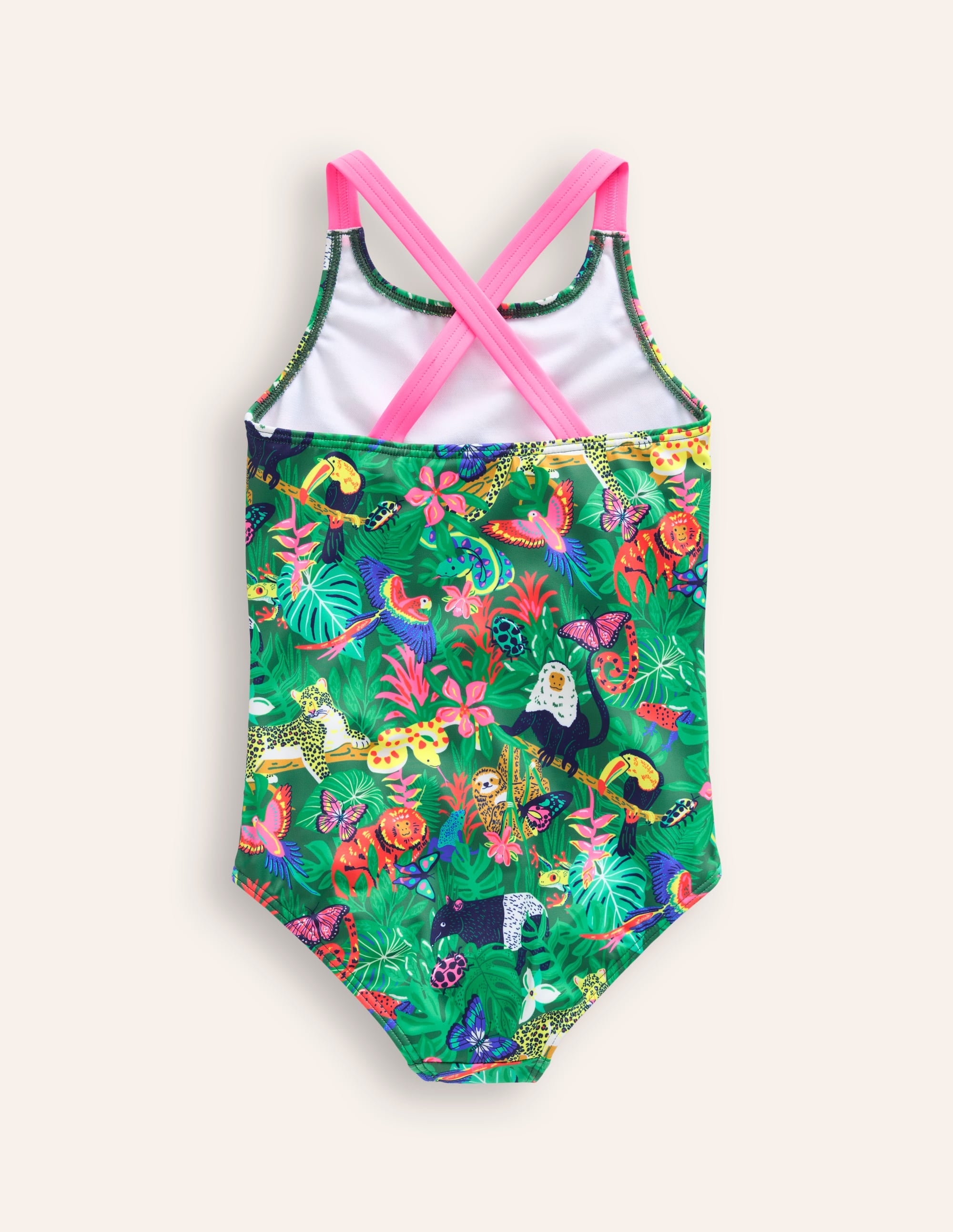 Maillot de bain imprimé croisé dans le dos-Forêt tropicale vert épicéa - Image 2