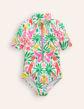 Maillot de bain à manches courtes-Palmier arc-en-ciel multi
