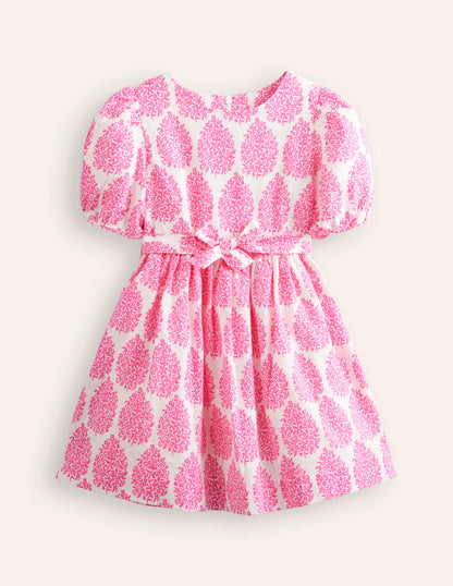 Cotton Linen Vintage Dress-Pink Floret Paisley-4