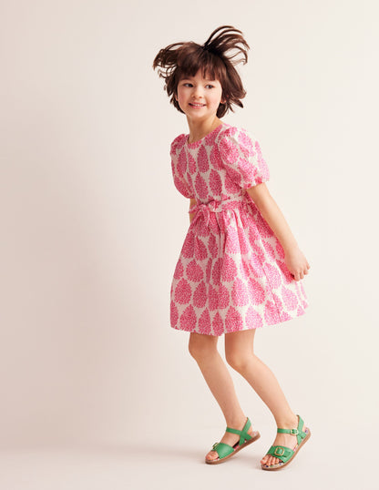 Cotton Linen Vintage Dress-Pink Floret Paisley-1