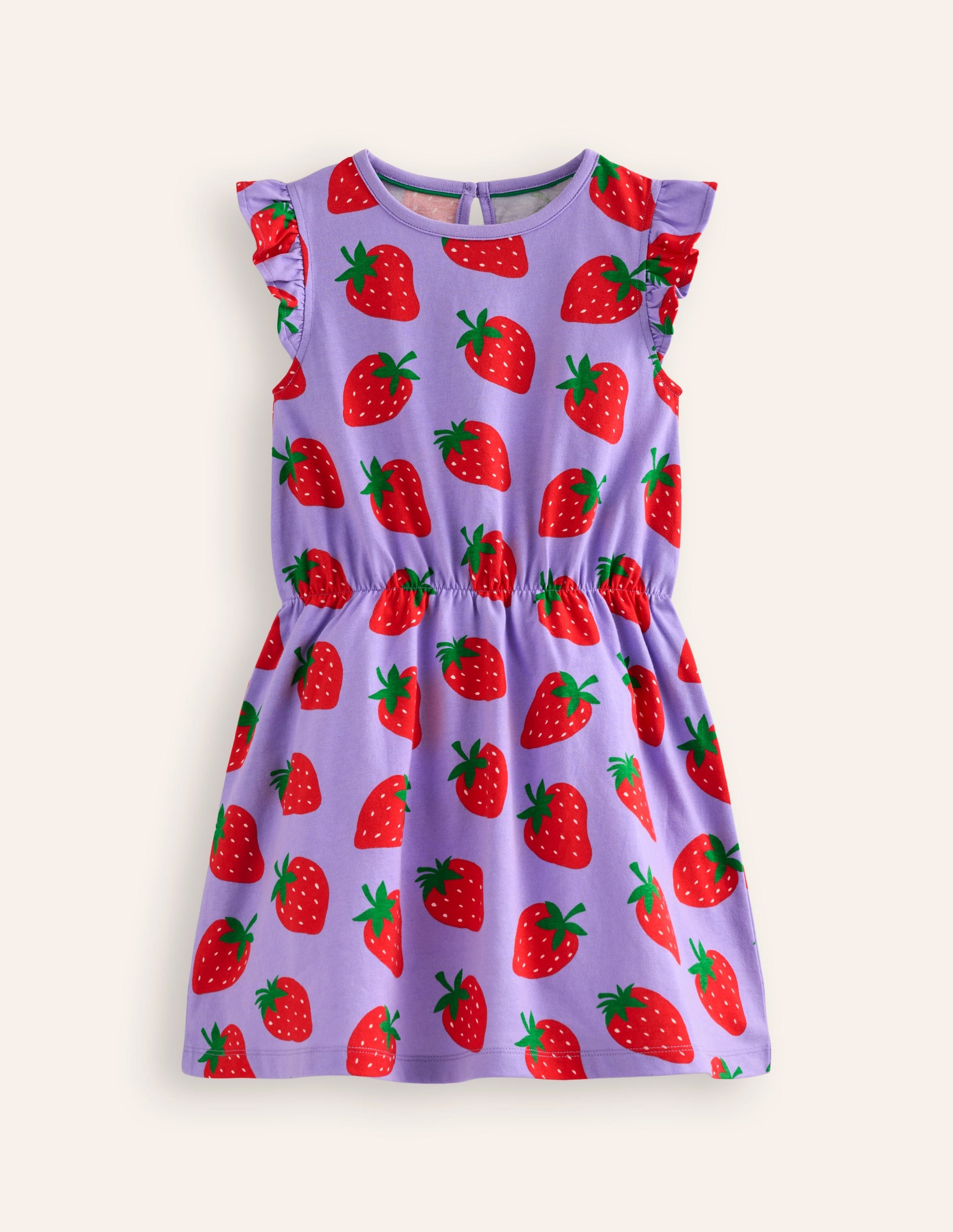 Jerseykleid mit Rüschenärmeln-Parmaviolett Erdbeeren-1
