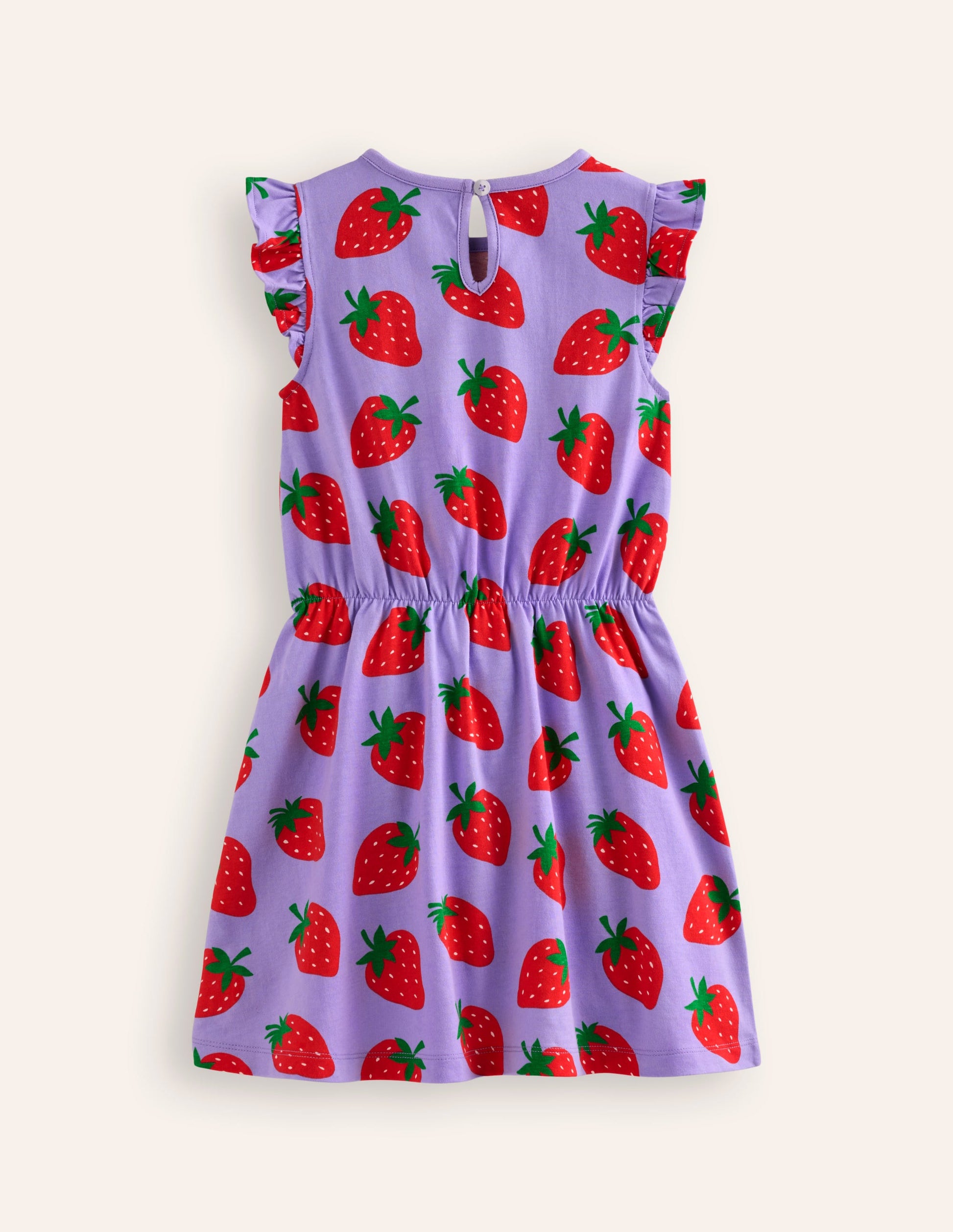 Jerseykleid mit Rüschenärmeln-Parmaviolett Erdbeeren-2