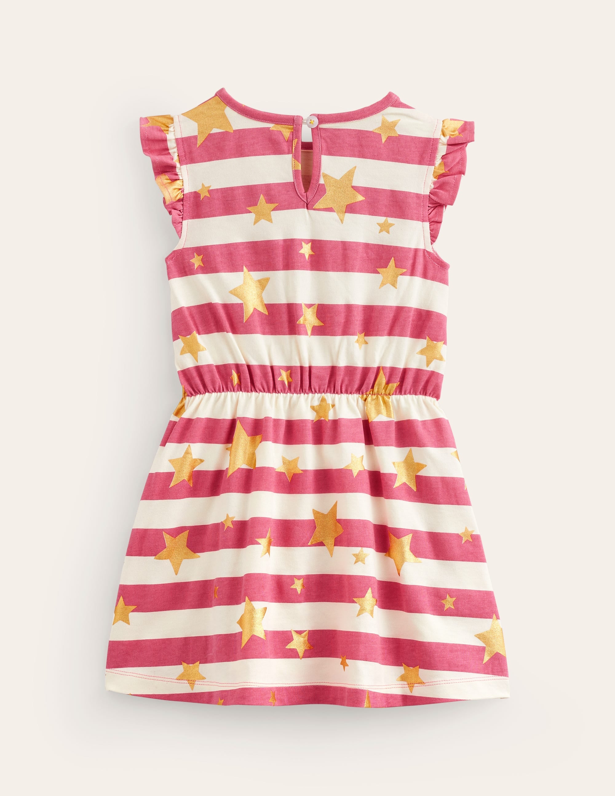 Robe en jersey à manches volantées-Rayé étoile dorée rose - Image 2