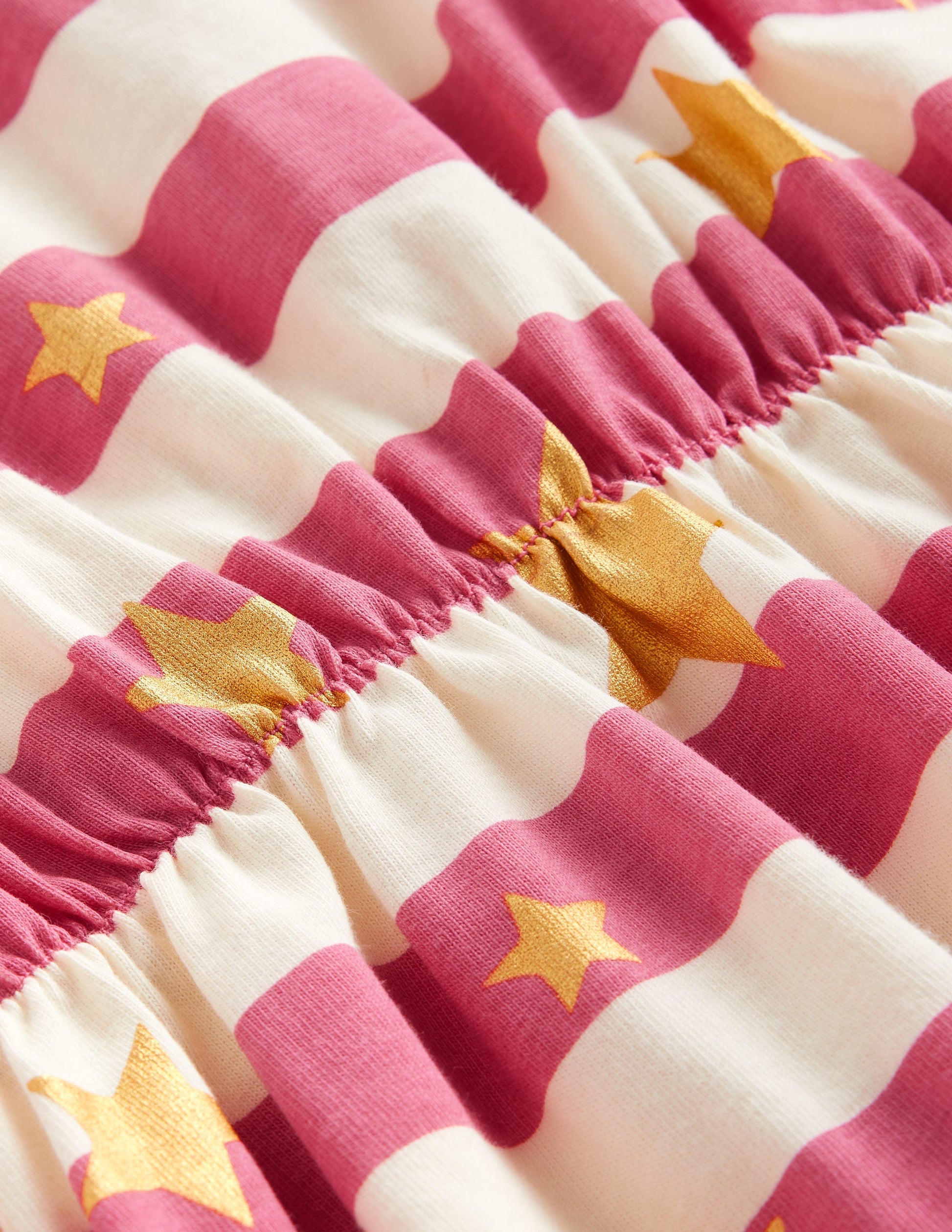 Robe en jersey à manches volantées-Rayé étoile dorée rose-3