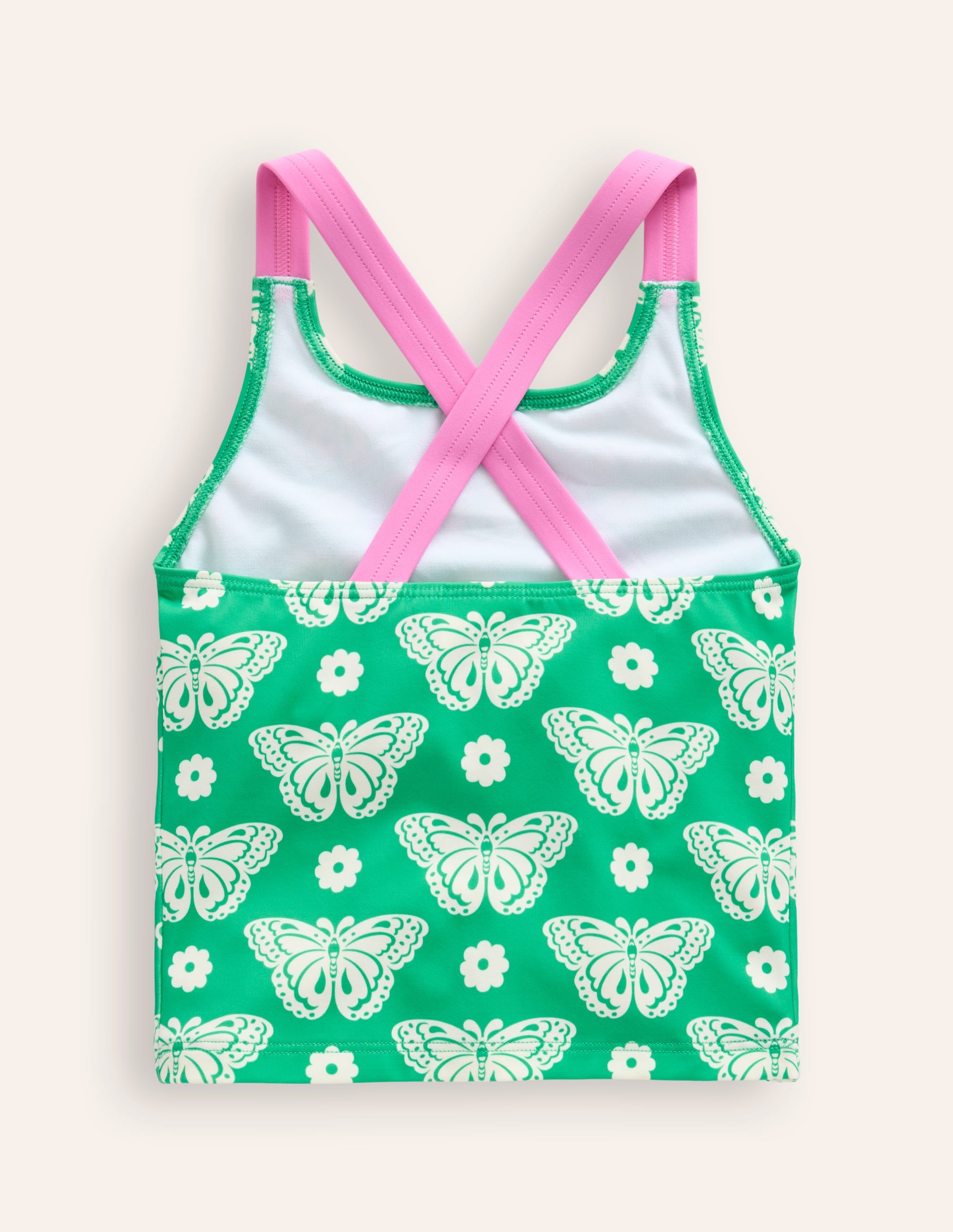 Haut de tankini à dos croisé-Motif Butterfly Stamp vert petit pois - Image 2