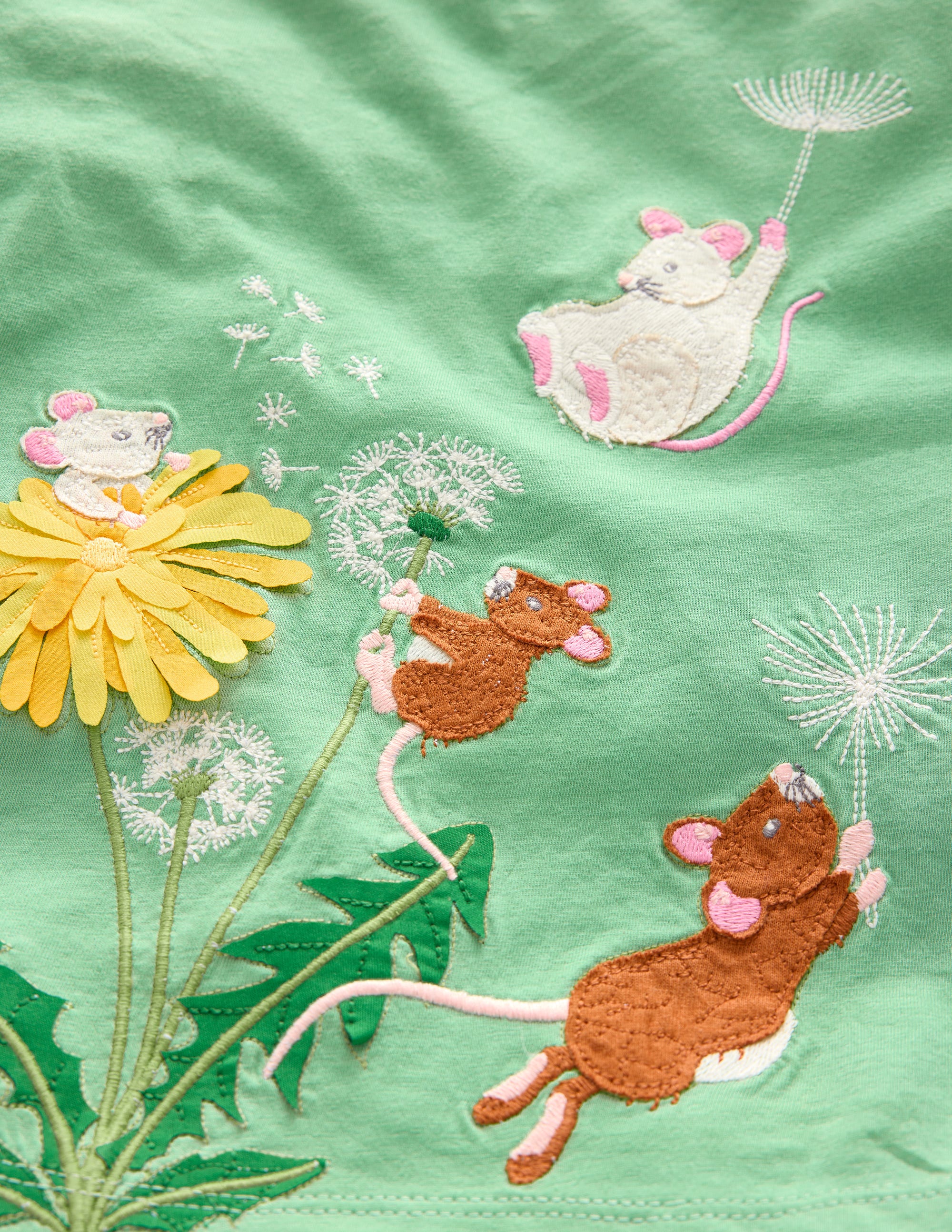 T-shirt à manches bouffantes et appliqué-Souris vert aloé vera - Image 3