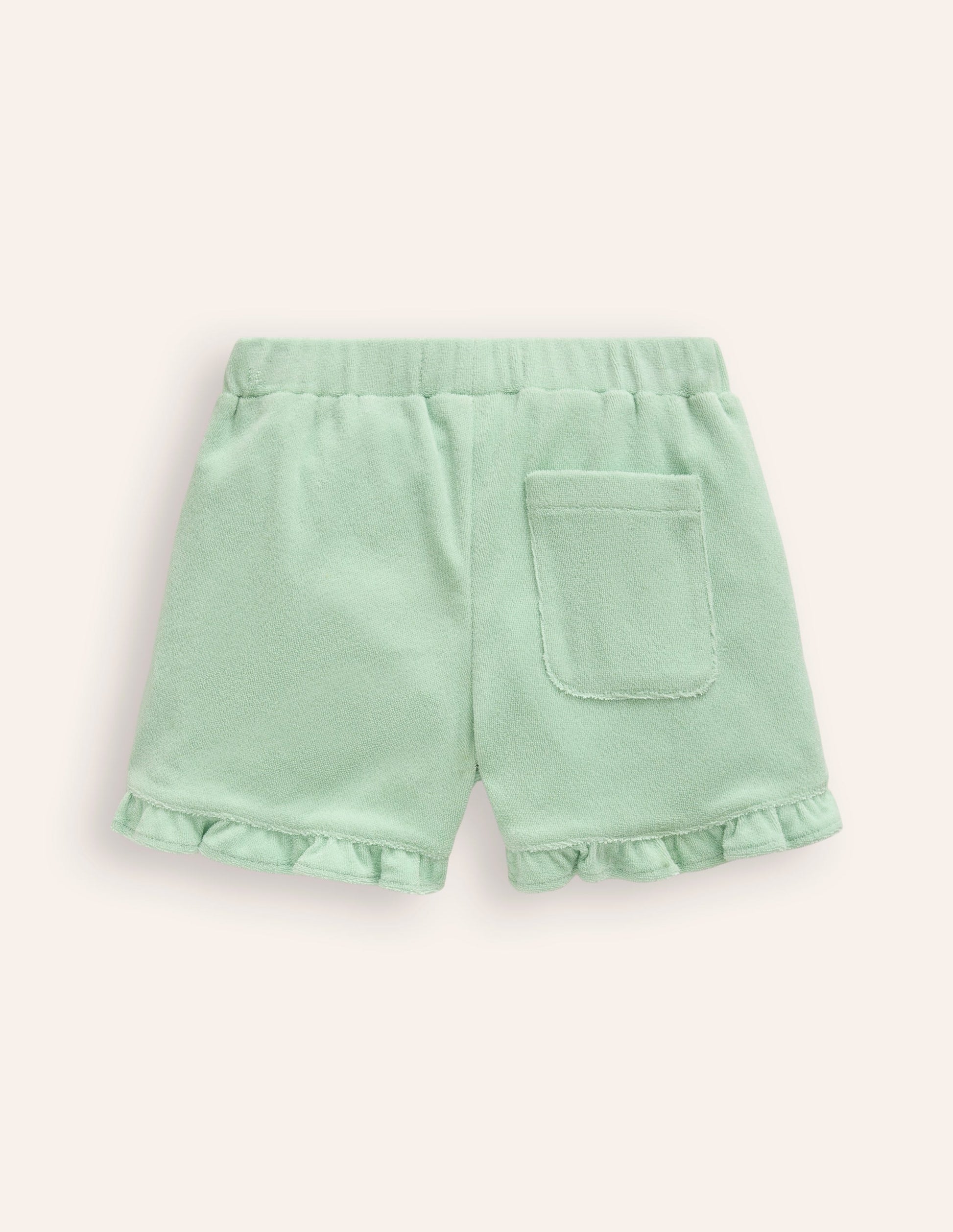 Short en éponge à ourlet volanté-Vert pistache-2