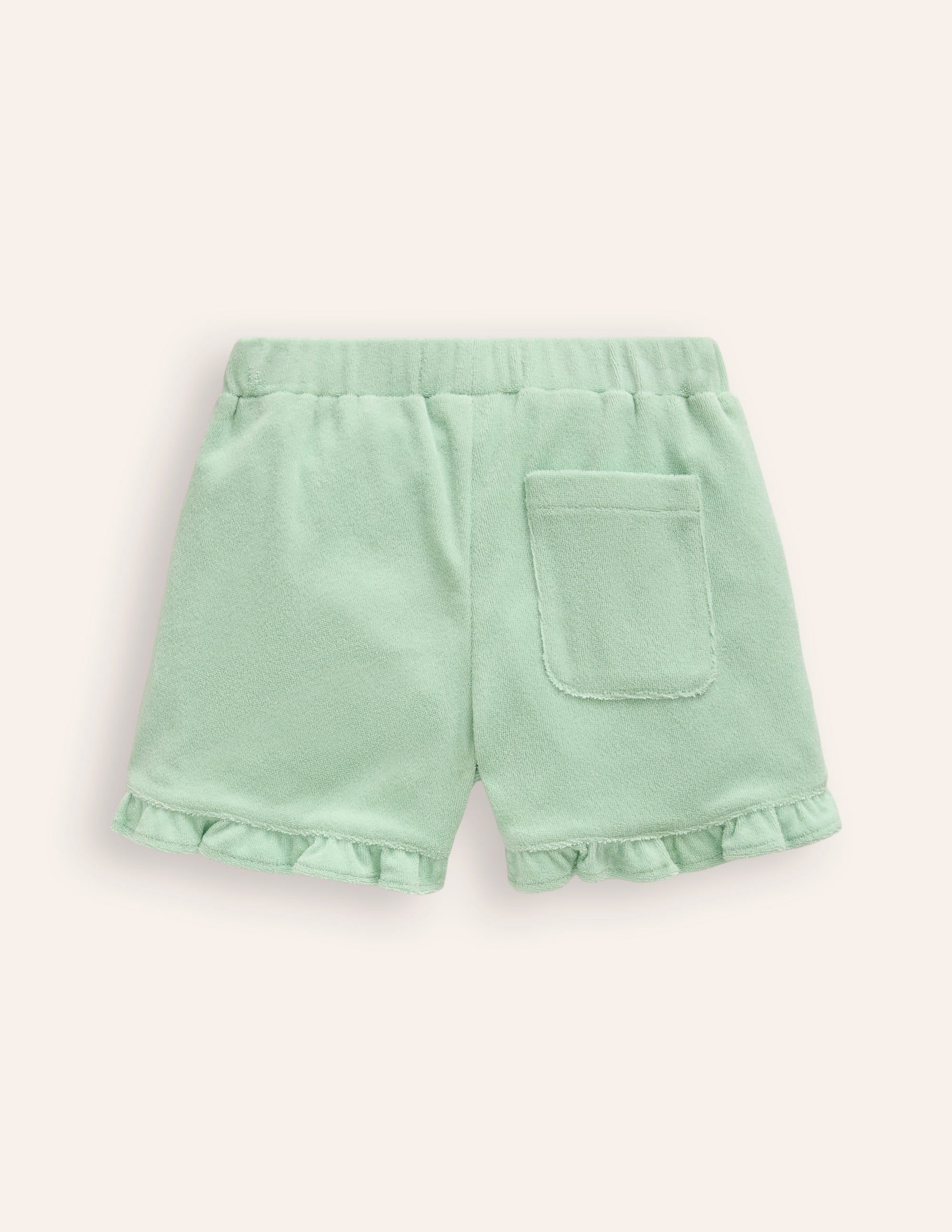 Short en éponge à ourlet volanté-Vert pistache - Image 2