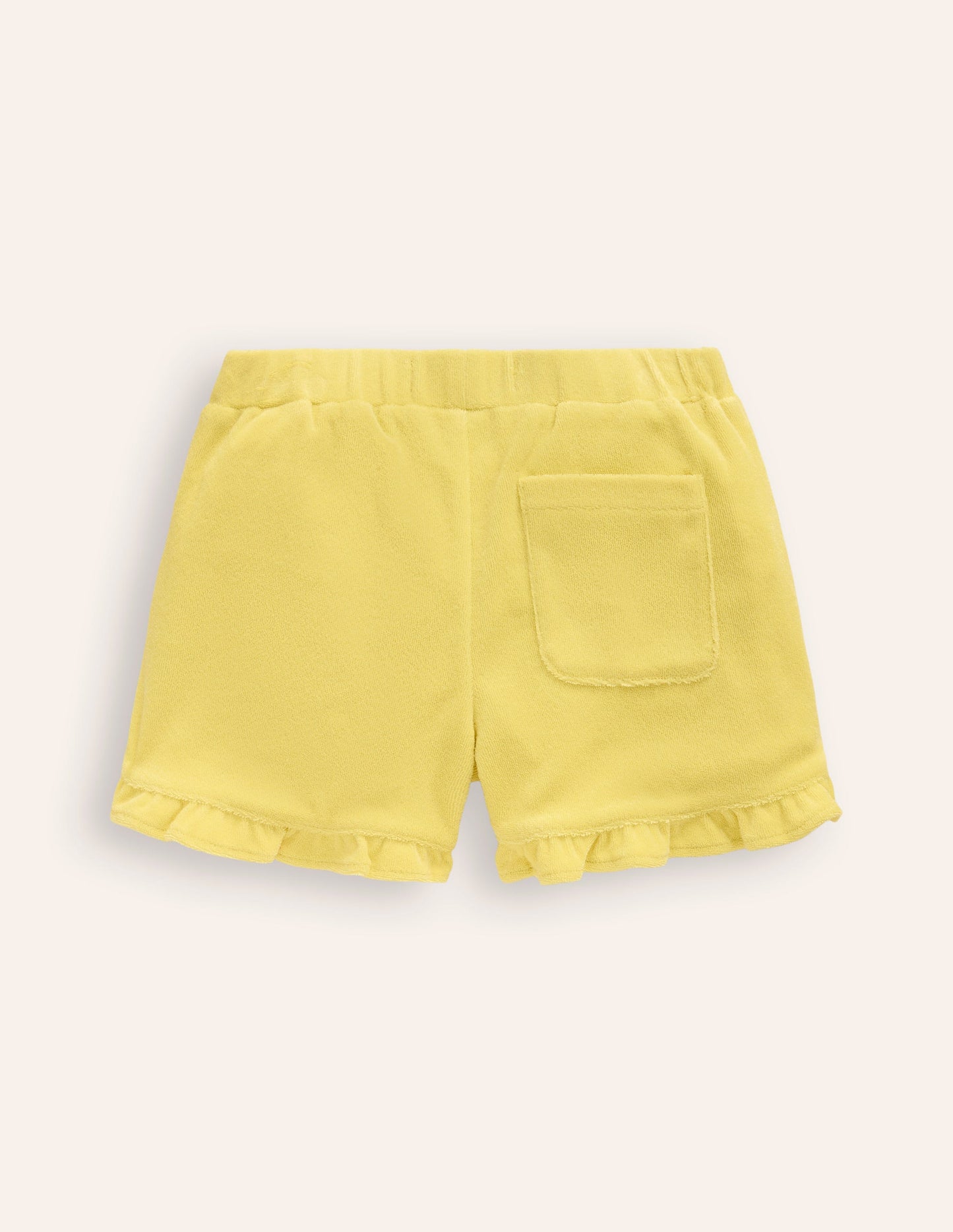 Frottee-Shorts mit Rüschensaum-Zitronengelb