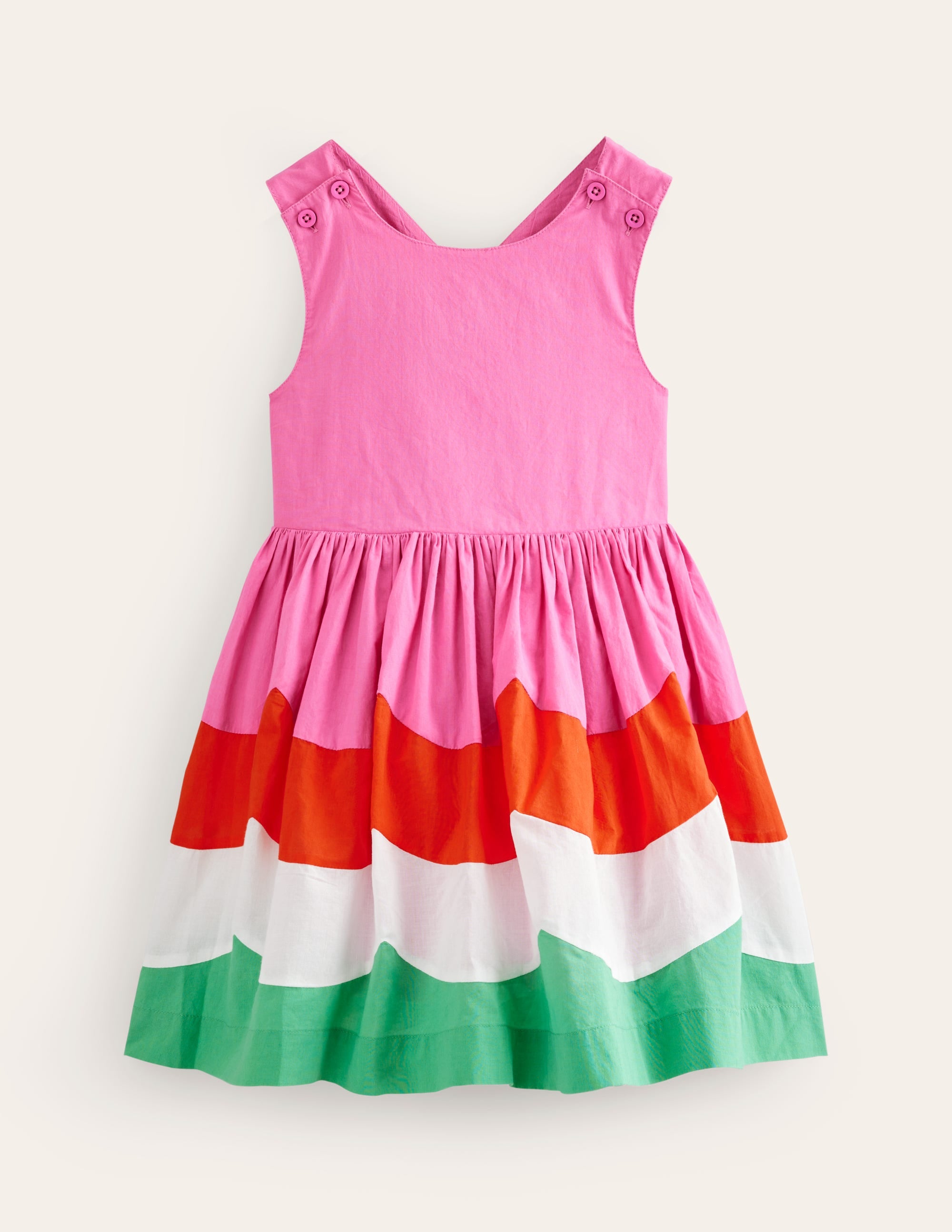 Kleid mit gekreuzten Rückenträgern-Muschelsaum Blockfarben - Image 1